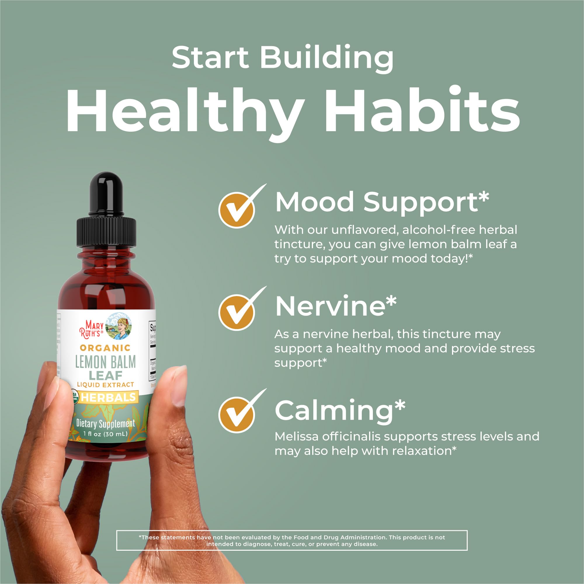 MaryRuth Organics Lemon Balm Leaf Liquid Extract | Mood Support | Relaxation | Calming | Nervine Herbal | Lemon Balm Tincture | USDA Organic | Vegan | Non-GMO | Gluten Free | 1 Fl Oz MARYRUTH'S buy supplements canada