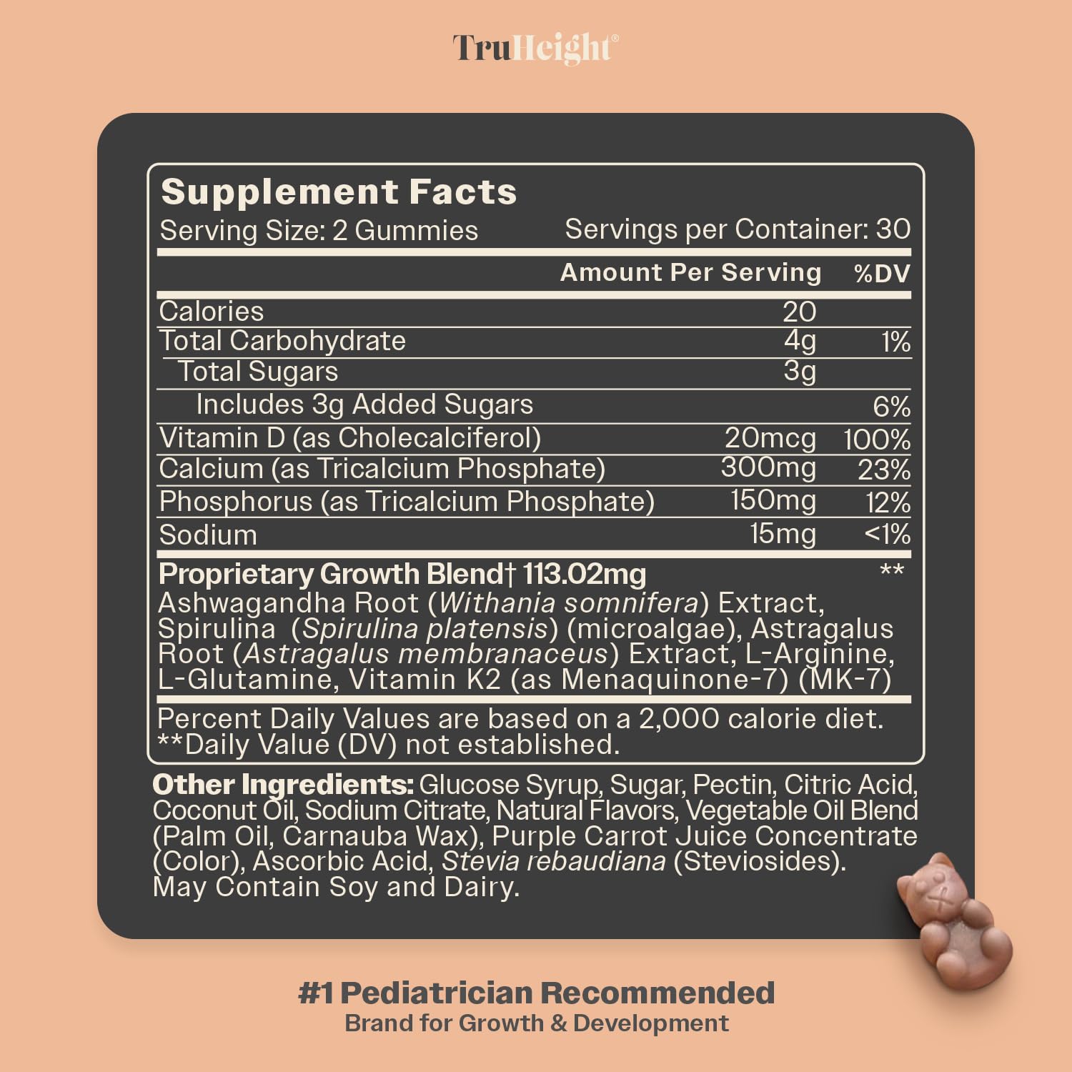 TruHeight Growth Gummies (Watermelon) Tall Nutrition for Natural Growth Supplement for Kids & Teens - Vitamin D, K, Calcium & Ashwagandha, Bone Strength Vitamins D3 K2, Picky Eater, Taller Ages 5+ ProHeight buy supplements canada