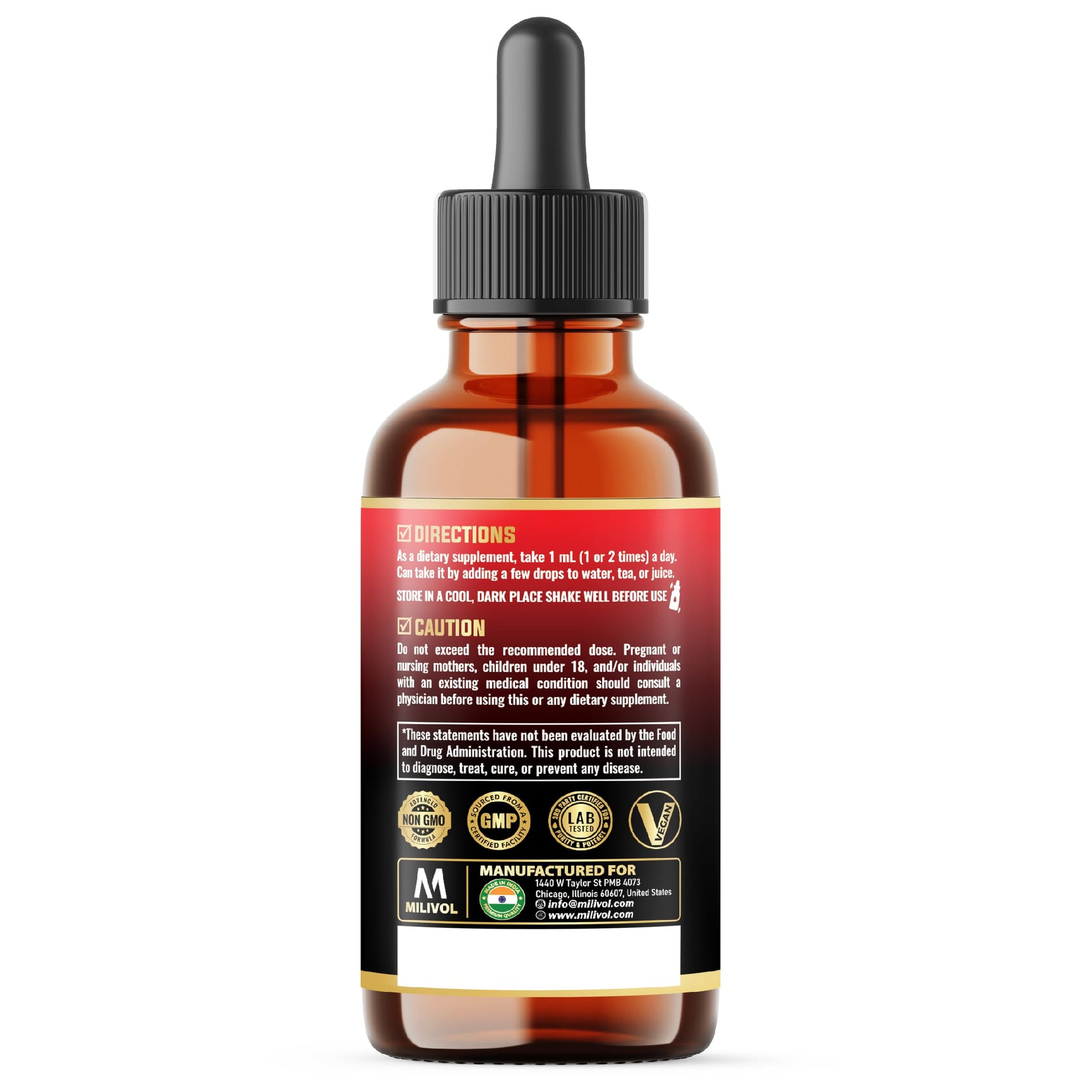 MILIVOL 5in1 NAD+ Liquid Drops w/Nicotinamide Riboside NR 900mg, Quercetin 500mg, Trans-resveratrol 500mg, Vitamin D3-C - Cellular Energy & Repair, Vitality, Healthy Aging - 1FL Oz - 1 Month Supply MILIVOL buy supplements canada