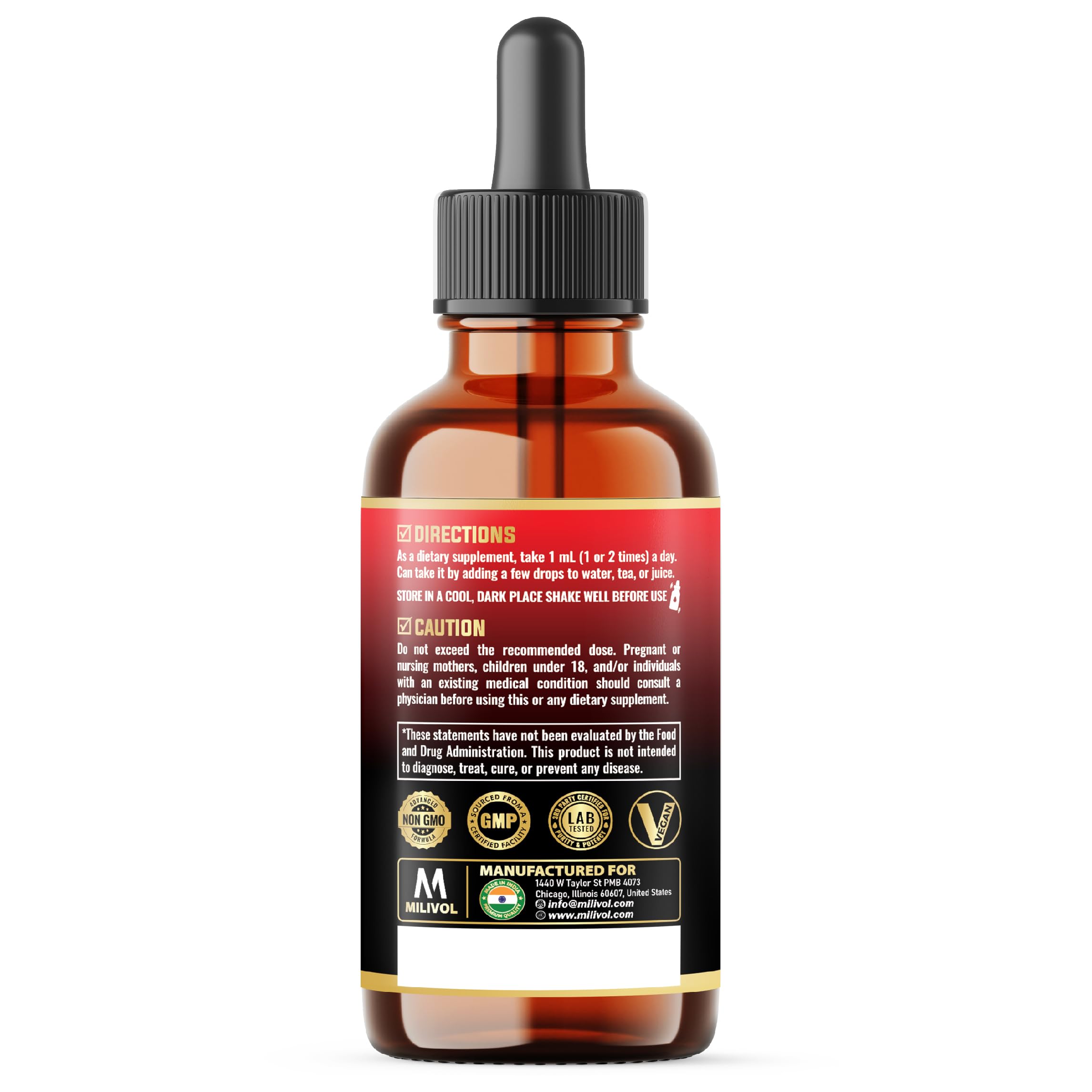 MILIVOL 5in1 NAD+ Liquid Drops w/Nicotinamide Riboside NR 900mg, Quercetin 500mg, Trans-resveratrol 500mg, Vitamin D3-C - Cellular Energy & Repair, Vitality, Healthy Aging - 1FL Oz - 1 Month Supply MILIVOL buy supplements canada