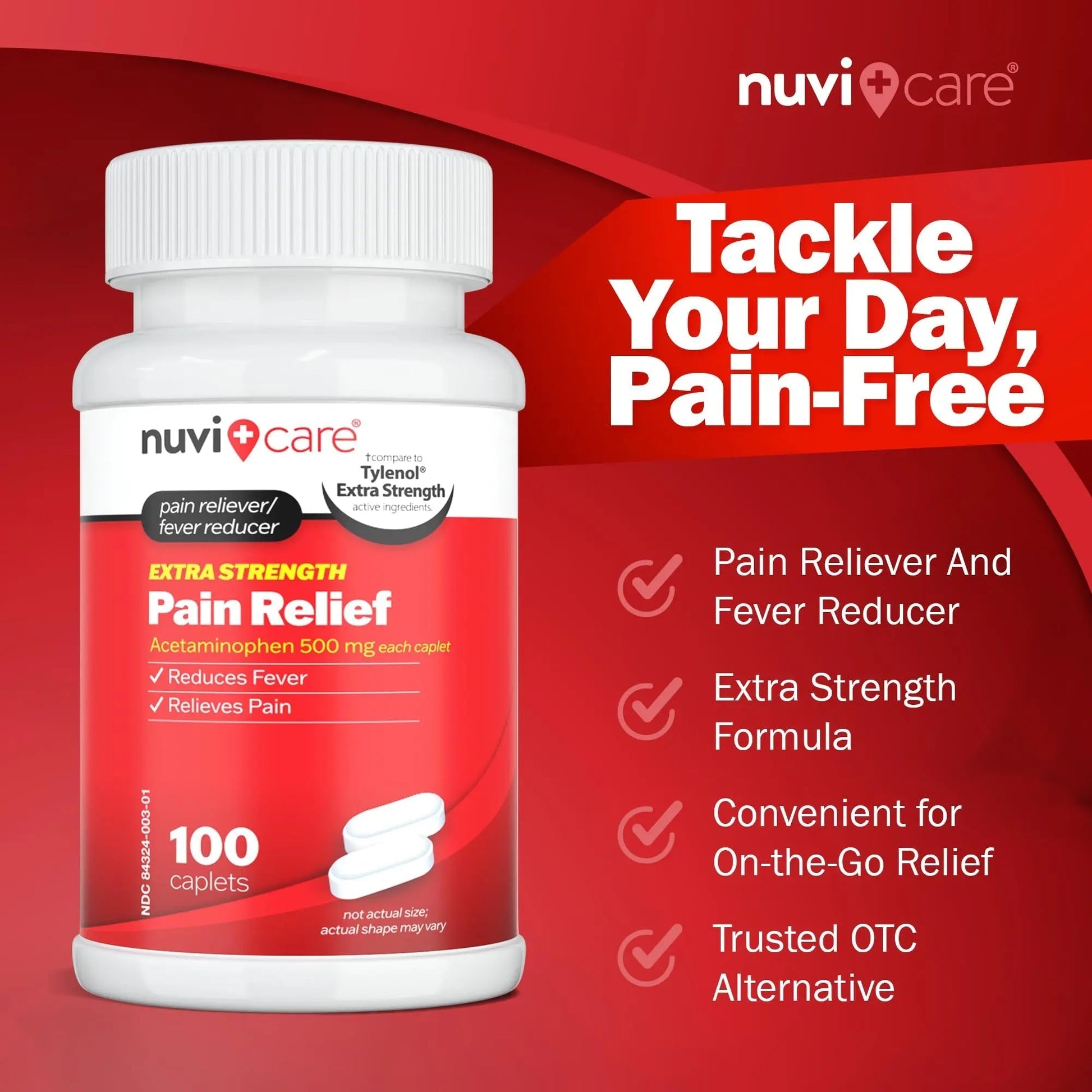 NUVICARE Acetaminophen 500mg Extra Strength Pain Relief - Compare to Tylenol Extra Strength Pain Reliever & Fever Reducer - 500mg Tablets for Adults for Headaches (100 Caplets) NUVICARE buy supplements canada