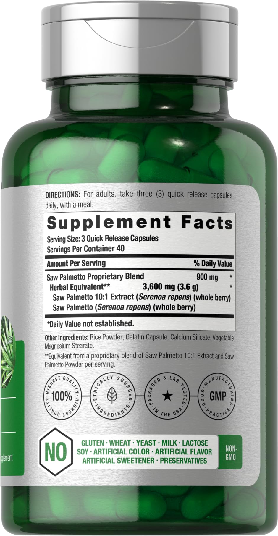 Horbäach Saw Palmetto Extract | 120 Capsules | Non-GMO and Gluten Free Formula | from Saw Palmetto Berries Horbäach buy supplements canada