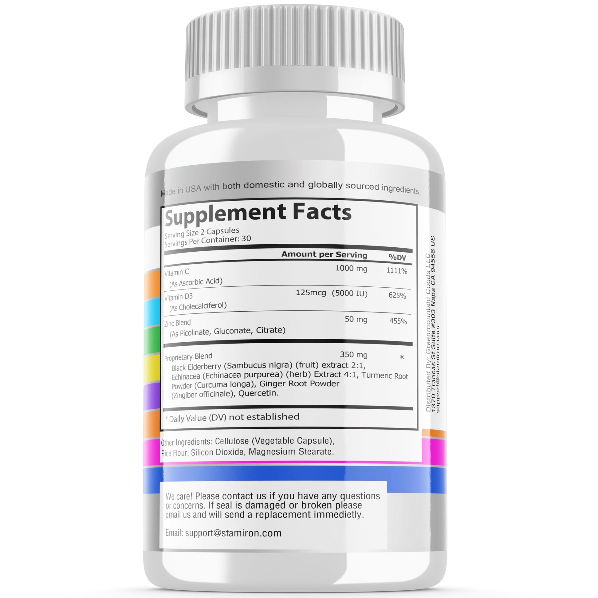 8 in 1 Immune Support with Quercetin Zinc 50mg Vitamin C 1000mg Vitamin D3 5000 IU and Elderberry Echinacea Ginger for Adults Kids - VIT D Supplement Veg Capsules Stamiron buy supplements canada