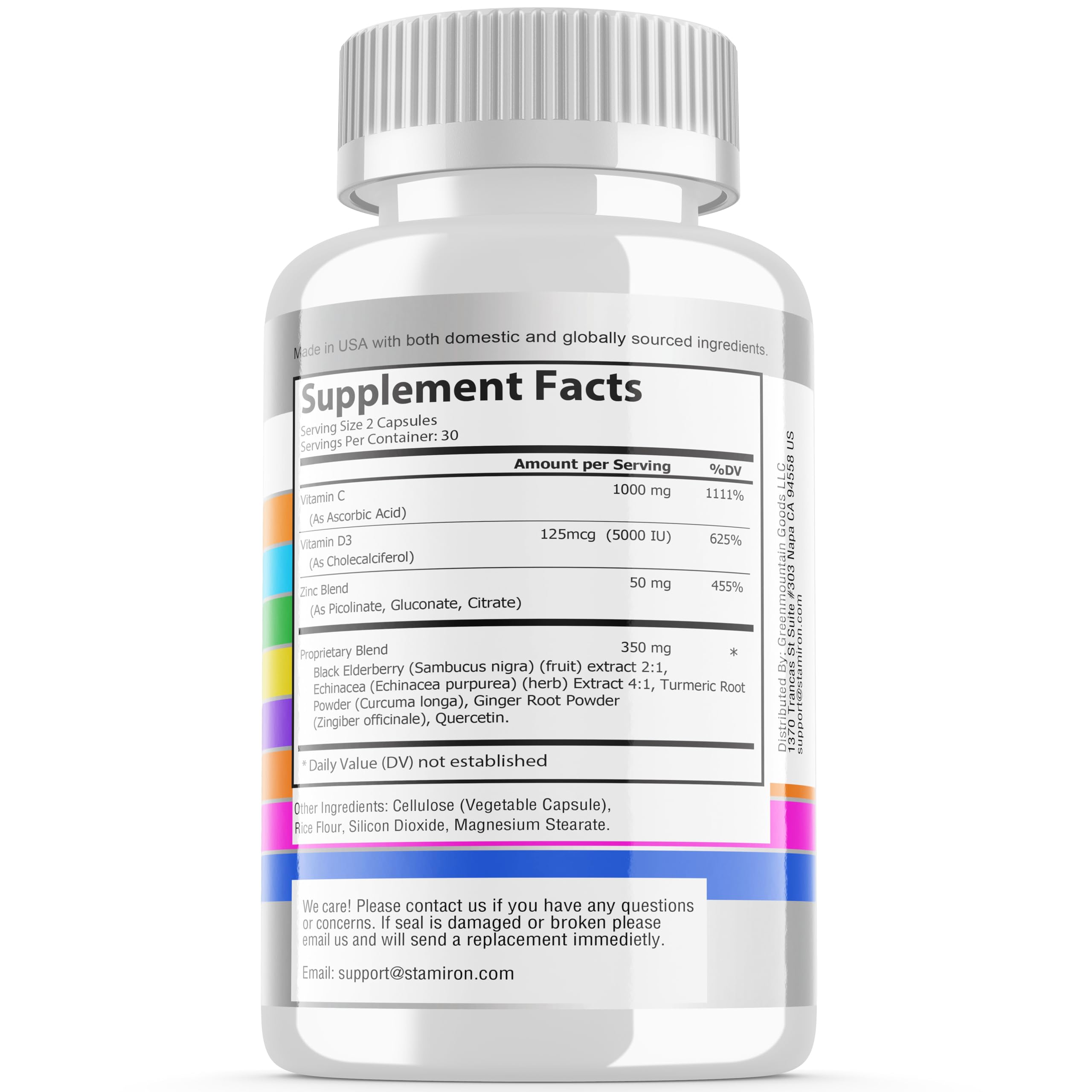 8 in 1 Immune Support with Quercetin Zinc 50mg Vitamin C 1000mg Vitamin D3 5000 IU and Elderberry Echinacea Ginger for Adults Kids - VIT D Supplement Veg Capsules Stamiron buy supplements canada