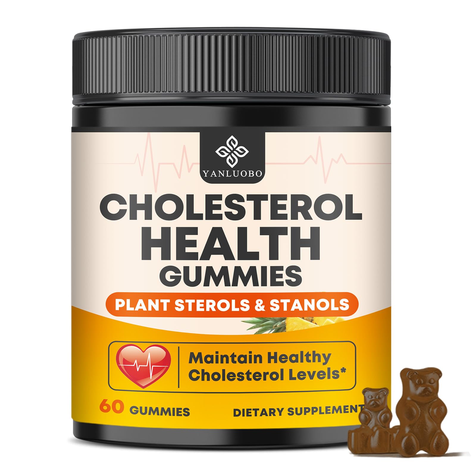 Cholesterol Supplements with 1200mg Plant Sterols & Stanols, Guggul, Bergamot, Red Yeast Rice, Cholesterol Complex Gummies Support Healthy Cholesterol Levels, Pineapple Flavor, 60 Counts YANLUOBO buy supplements canada