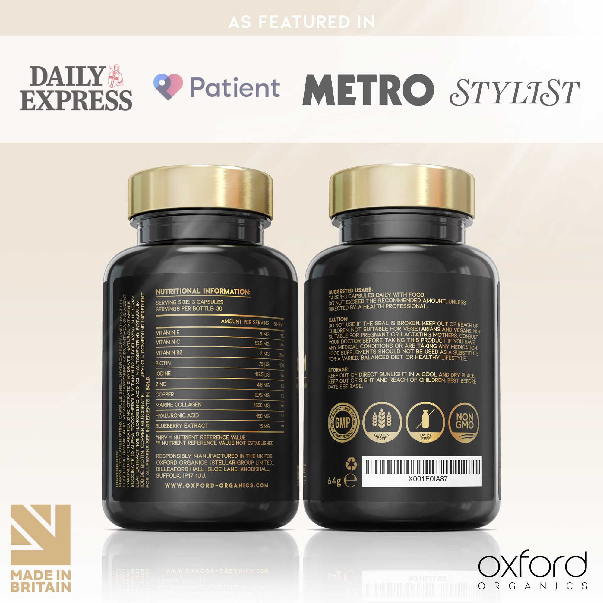Advanced Marine Collagen Capsules | 1735mg Superfood & Vitamin Boosted Complex for Glowing Hair, Skin & Nails Oxford Organics buy supplements canada