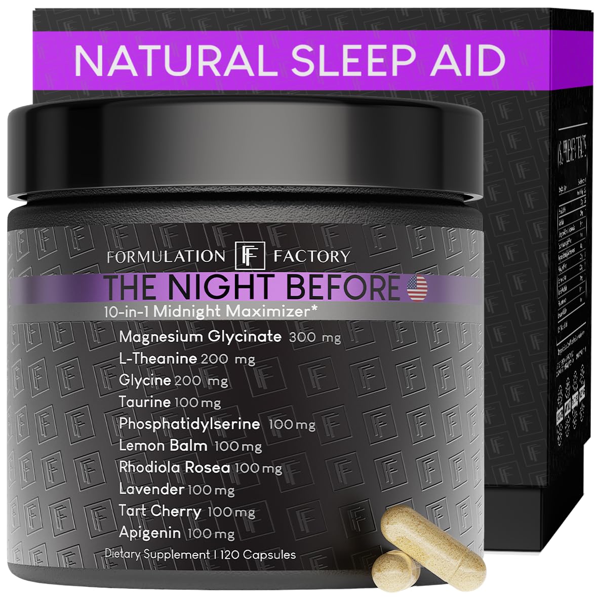 The Night Before 10-in-1 Midnight Maximizer Sleep Aid, Stress Relief, Cognition, Relaxation, Recovery, Focus, Magnesium Glycinate, L-Theanine & More, (120 Capsules – 2 Month Supply) Formulation Factory buy supplements canada