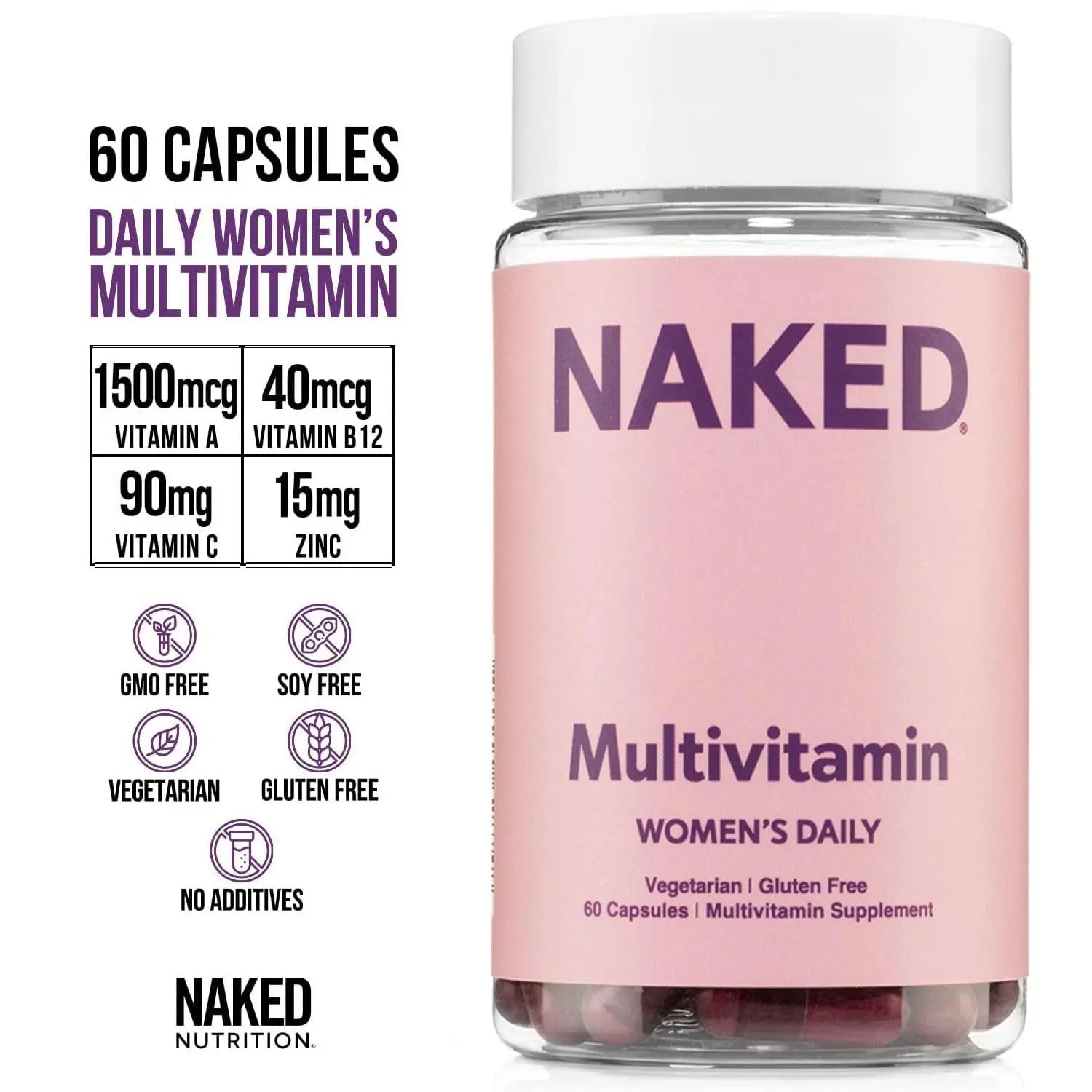 NAKED Nutrition Women's Multi - Daily Multivitamin - Vitamins A, C, E, Selenium, Zinc, Fruit and Super Green Extracts, to Boost Immune Support NAKED buy supplements canada