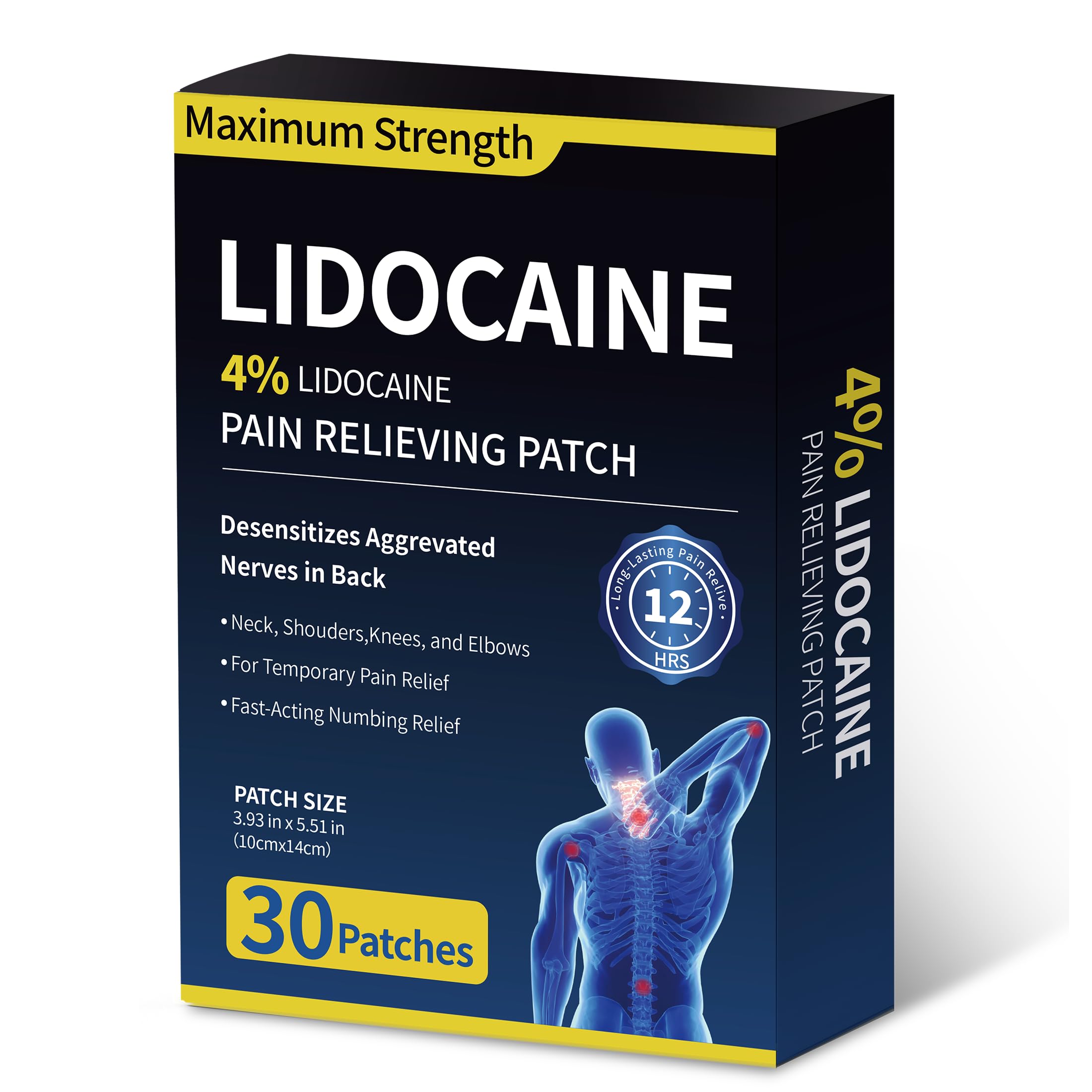 SZLGANG 4% Lidocaine Pain Relief Patches - (Large, 30, Count) Maximum Strength Relief for Back, Neck, Shoulder, Joint & Muscle Pain, 3.9”x 5.5”-03O SZLGANG buy supplements canada