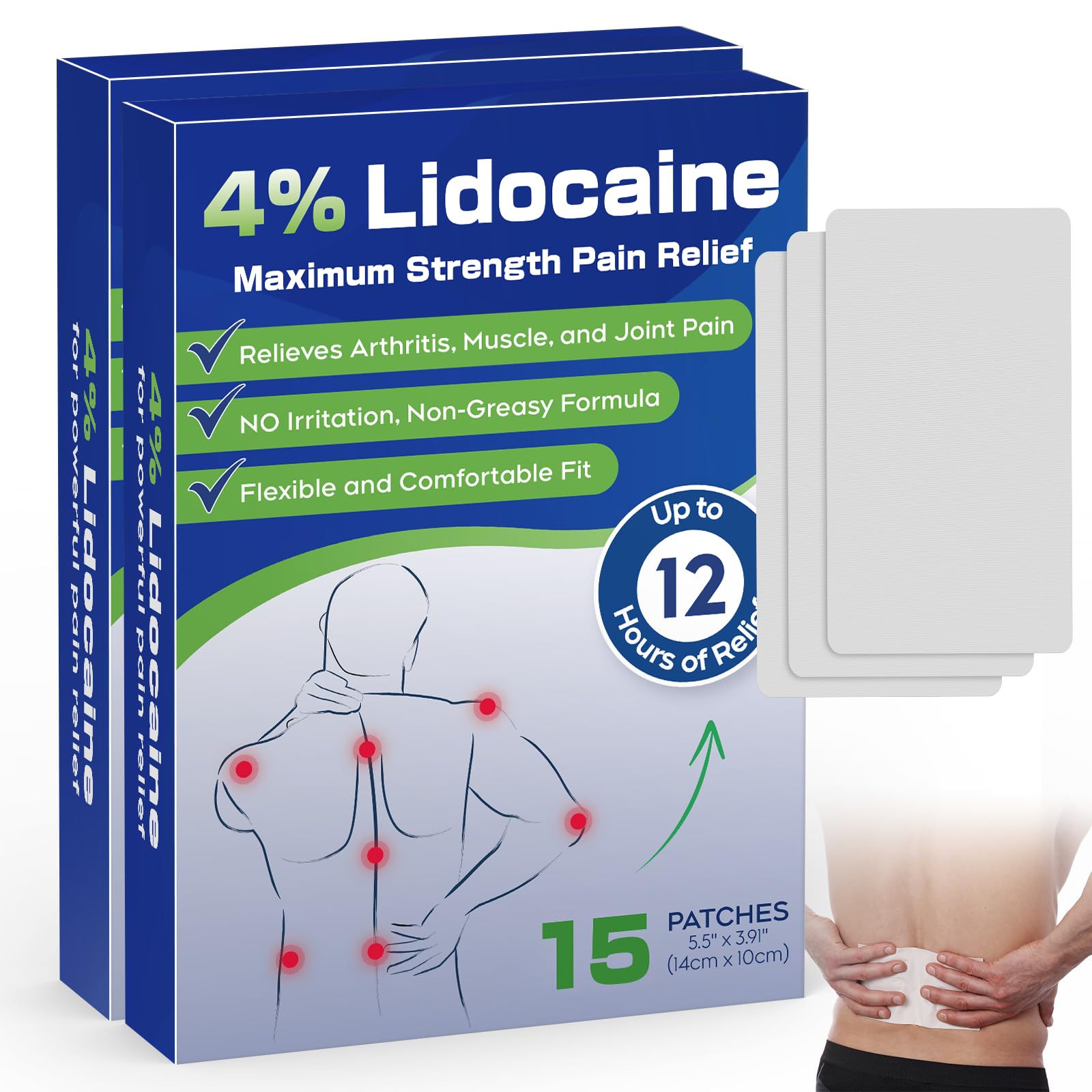 Uposiut 4% Lidocaine Pain Relief Patches 30 Count – Maximum Strength, 12 Hour Long Lasting, Flexible & Low Odor, for Back, Neck, Knee & Shoulder - 002AB Uposiut buy supplements canada