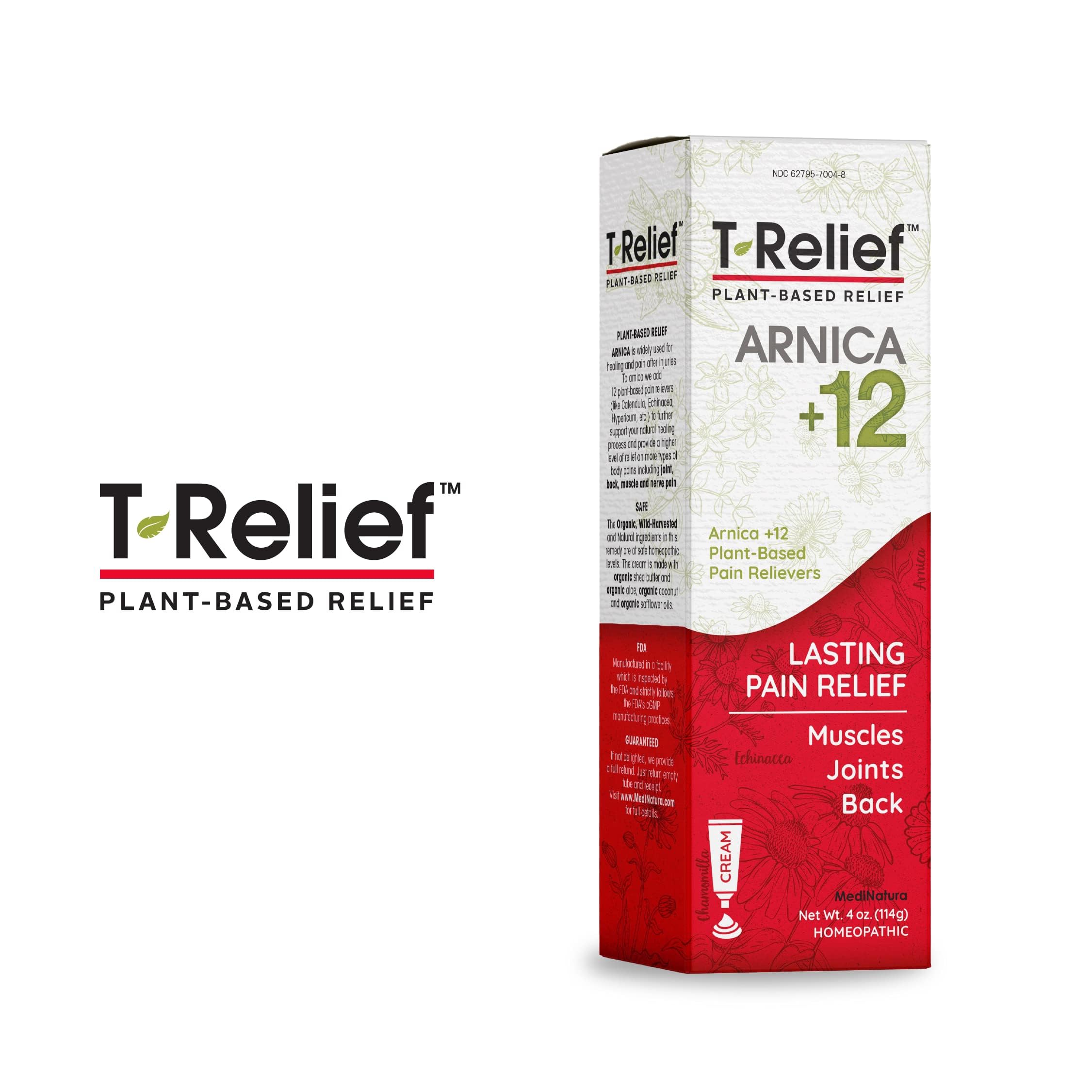 T-Relief Arnica +12 Cream Natural Actives for Back Pain Joint Soreness Muscle Aches & Stiffness, Whole Body Fast Acting Relief for Women & Men - 4 oz MediNatura buy supplements canada