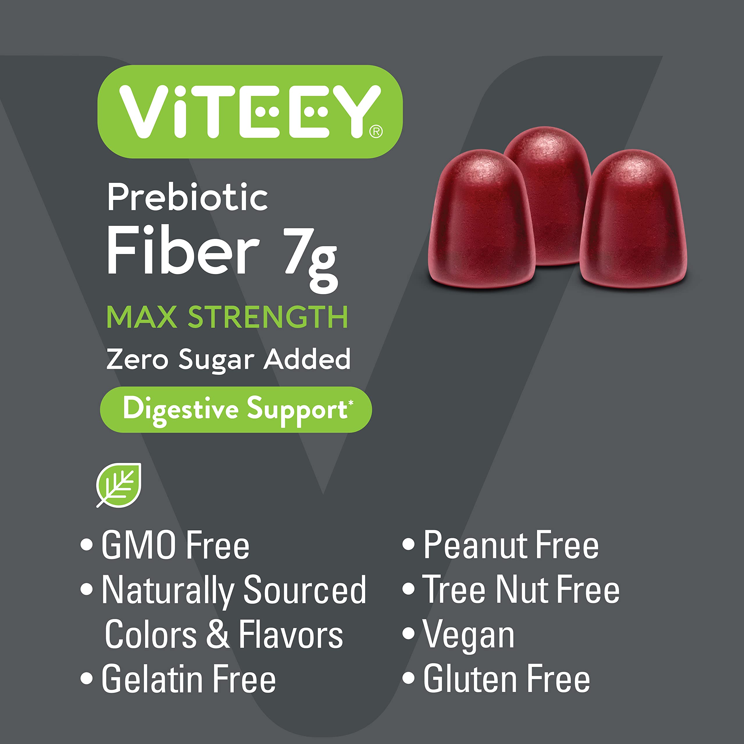 Prebiotic Fiber Gummies 7G Extra Strength [Zero Sugar Added] Digestive Heath Regularity Viteey buy supplements canada