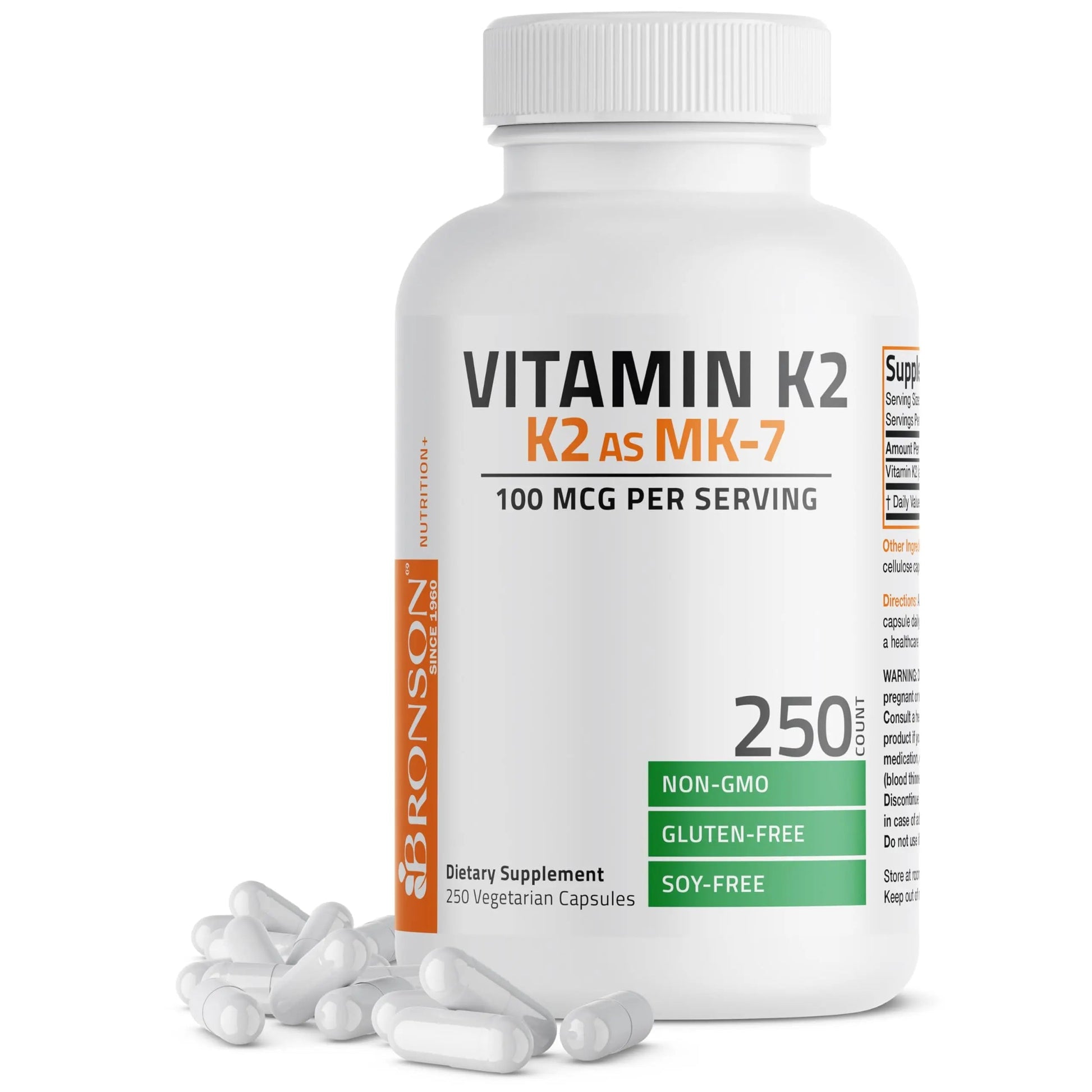 Bronson Vitamin K2 as MK-7 Menaquinone 100 mcg Non-GMO, 250 Capsules Bronson buy supplements canada