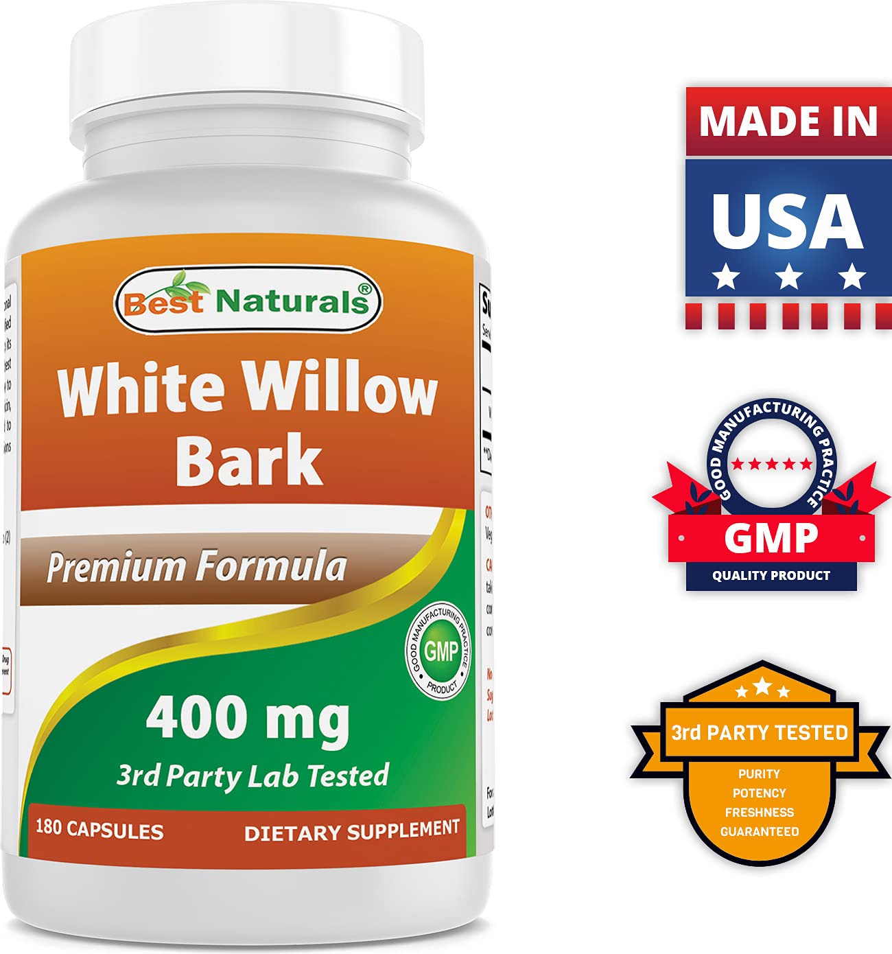 Best Naturals White Willow Bark 400 mg 180 Capsules (180 Count (Pack of 2)) Best Naturals buy supplements canada