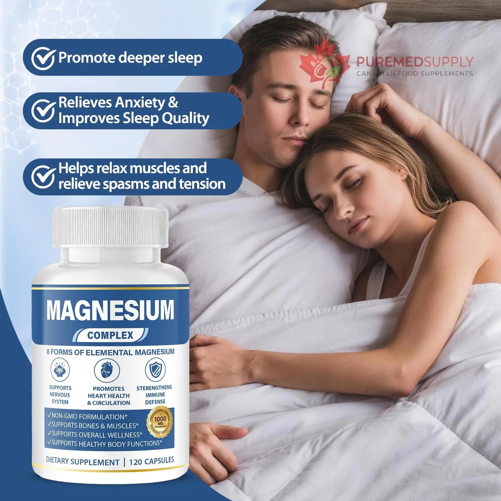 1000mg Magnesium Complex 8 in 1 for Women & Men – Magnesium Glycinate, Citrate, Malate, Taurate, Oxide, Carbonate, Aspartate, Orotate – Vegan Non-GMO, for Sleep, Fatigue & Heart Health, 120 Capsules BOSNETHUINH buy supplements canada
