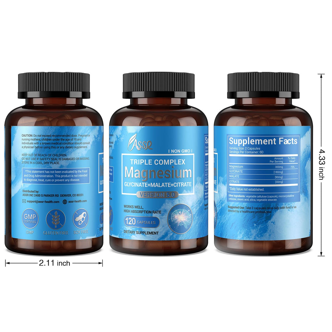 ASSR Triple Magnesium Complex – 300mg Magnesium Supplement with Glycinate, Malate & Citrate – Supports Relaxation, Muscle & Nerve Function ASSR buy supplements canada