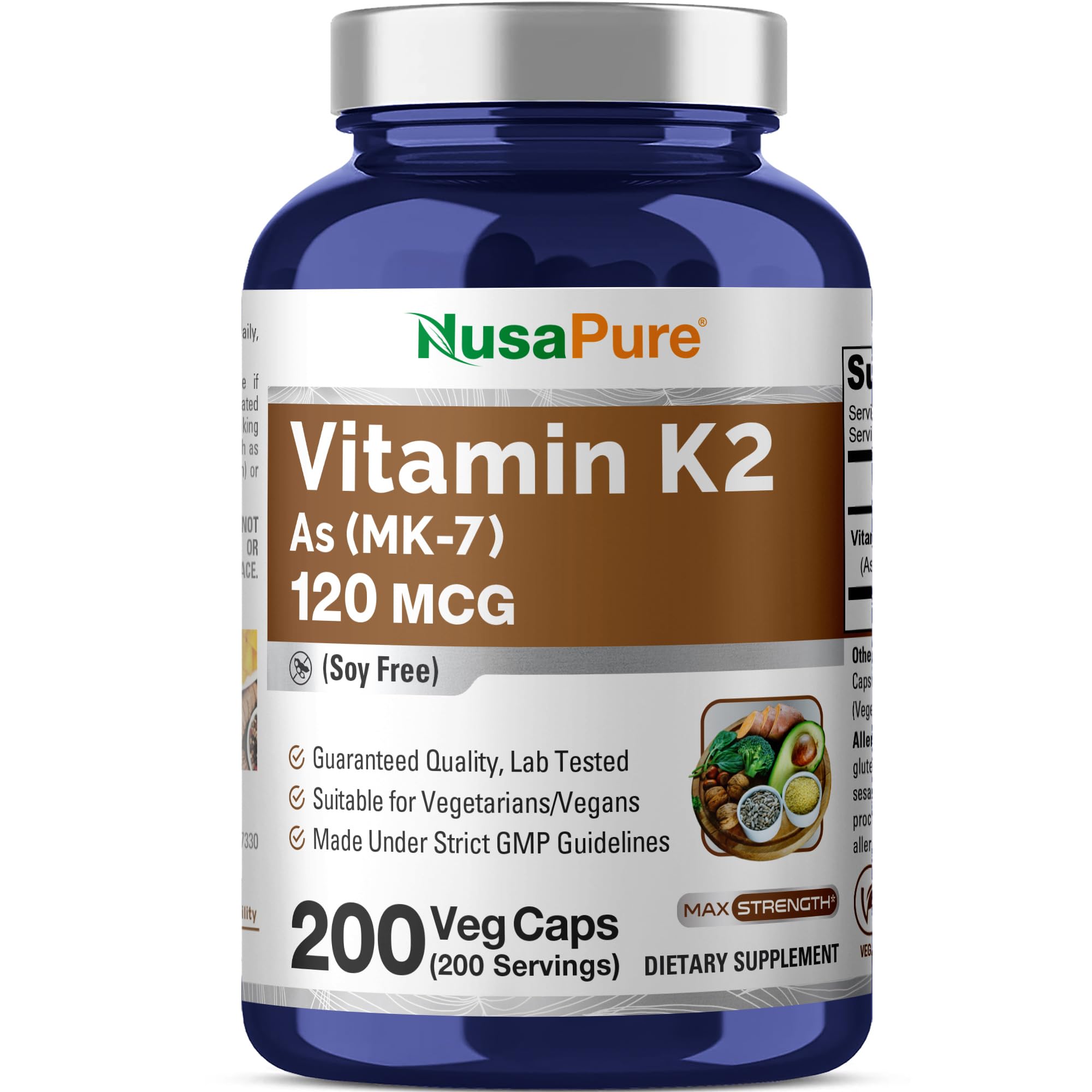 NusaPure Vitamin K2 MK7 120 mcg 200 Veggie Caps (Soy Free, Non-GMO, Vegan) NusaPure buy supplements canada