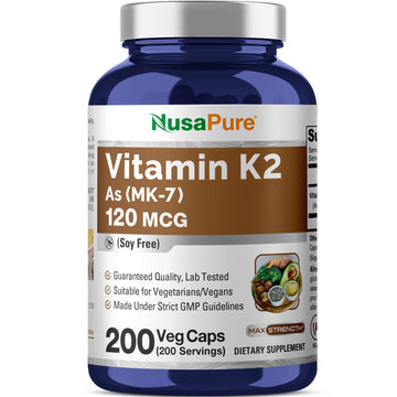 NusaPure Vitamin K2 MK7 120 mcg 200 Veggie Caps (Soy Free, Non-GMO, Vegan) NusaPure buy supplements canada