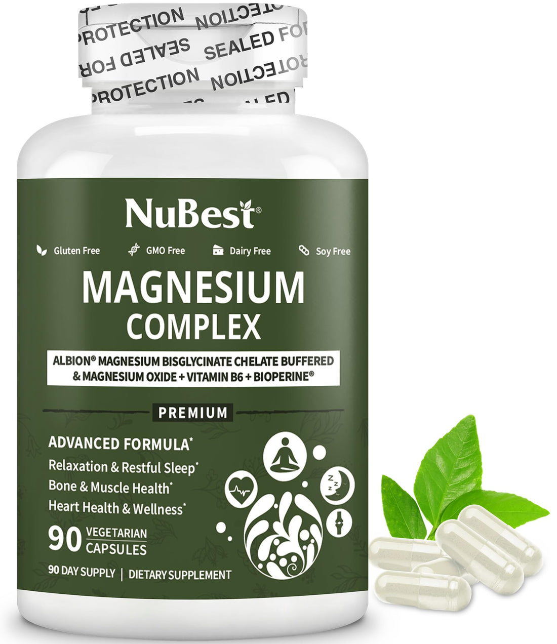 Magnesium Glycinate Chelate Complex with Albion Magnesium Bisglycinate Chelate, Vitamin B6 & BioPerine for Bone, Muscle, Natural Sleep, NuBest buy supplements canada