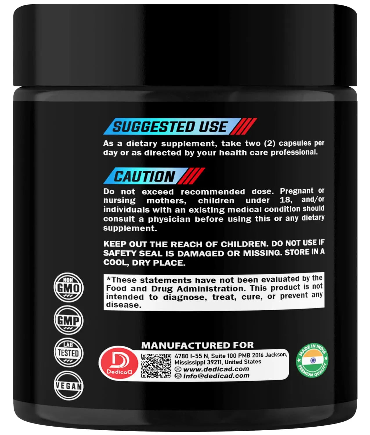 DEDICAD NAD.+ Supplement - Combined to Resveratrol, Quercetin, Berberine, Fisetin, TMG and Grape Seed - 60 Capsules DEDICAD buy supplements canada