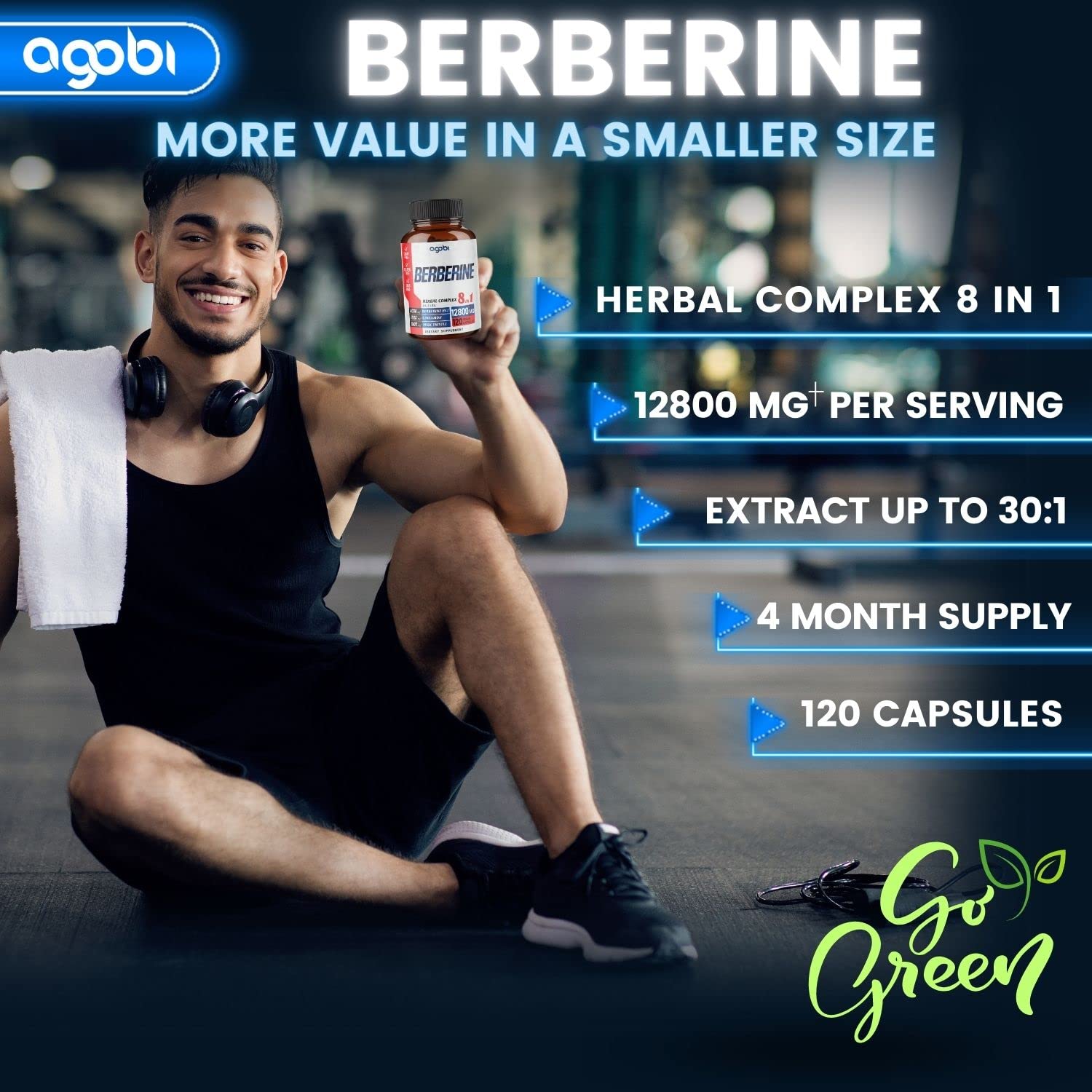 120 Capsules - Berberine Supplement 12800mg with Ceylon, Milk Thistle, Turmeric agobi buy supplements canada