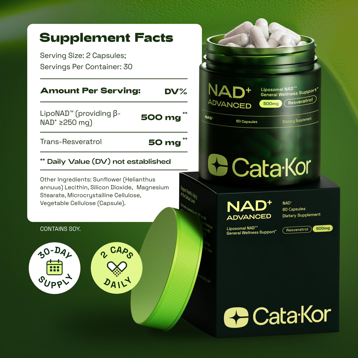 Cata-Kor Liposomal NAD Supplement with Resveratrol – NMN Supplement Alternative – Third-Party Tested – 30-Day Supply – Advanced NAD+ Resveratrol Cata-Kor buy supplements canada