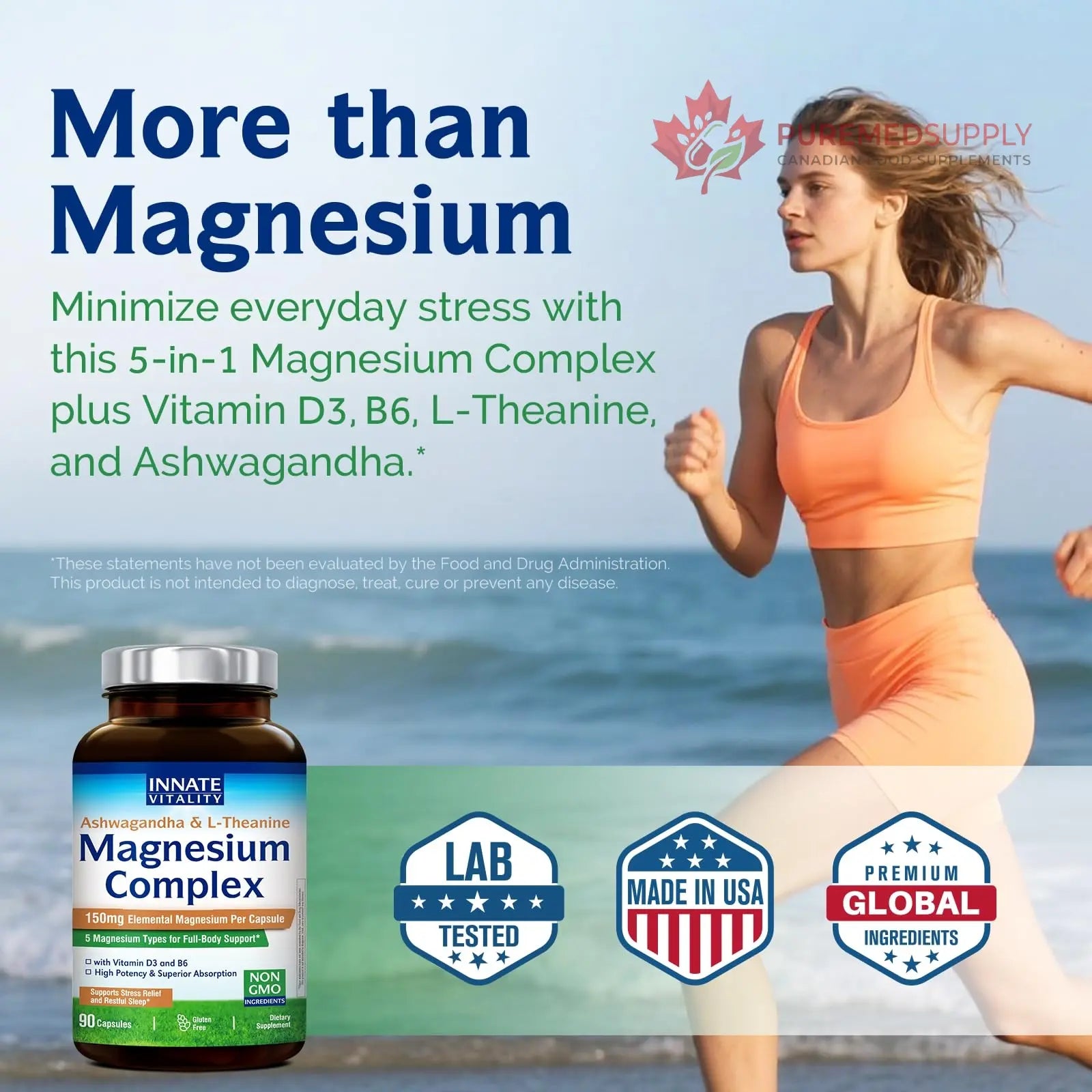 Innate Vitality Magnesium Complex, Magnesium Glycinate Citrate Malate Taurate with Ashwagandha L-Theanine Vitamin D3 & B6, High Absorption, Full Spectrum, Bones Stress Sleep Support, 90 caps Innate Vitality buy supplements canada