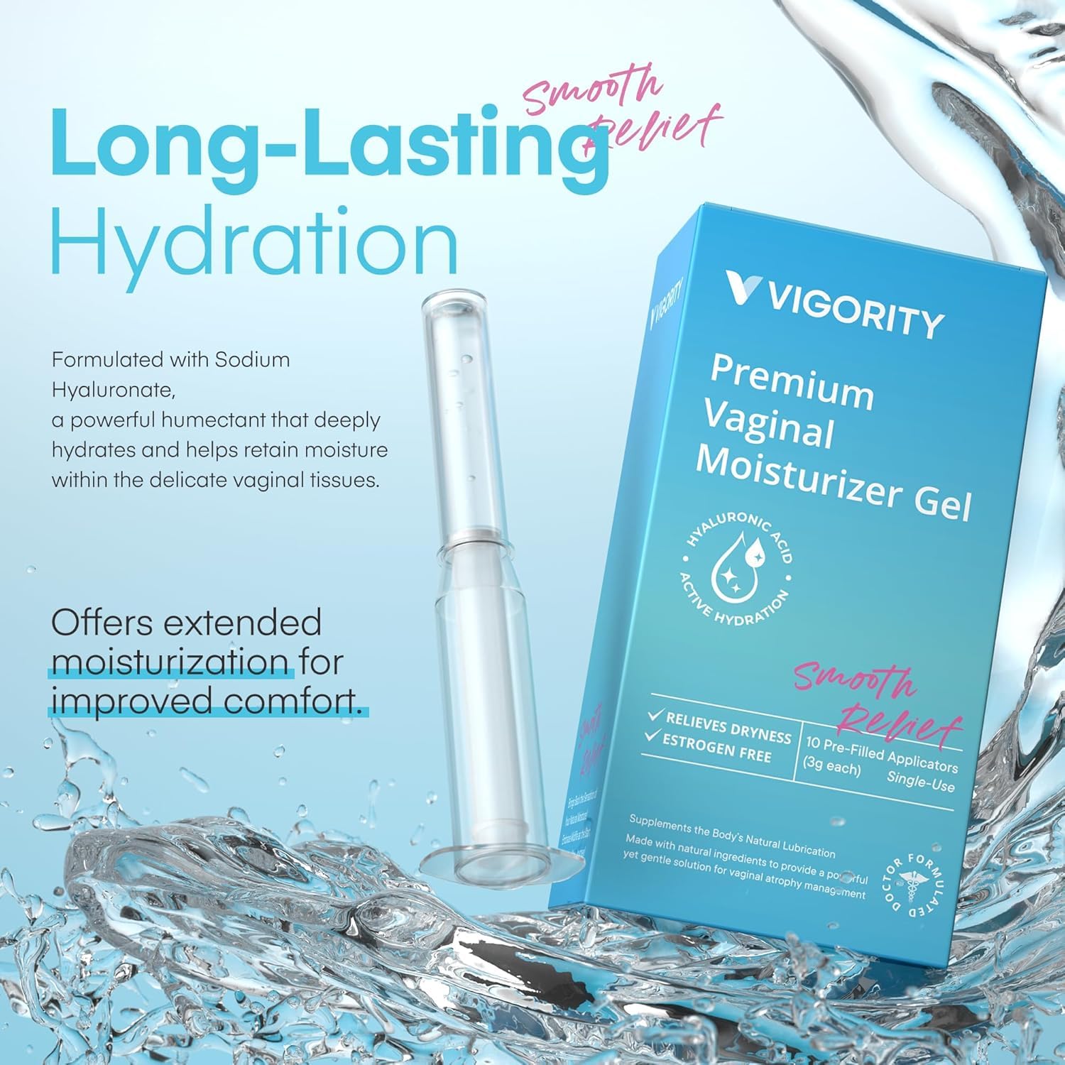Vigority Vaginal Moisturizer Gel: Long Lasting Relief for Vaginal Dryness, Irritation & Intimate Discomfort with Hyaluronic Acid & Vitamin E – Hormone-Free Feminine Care – 10 Pre-Filled Applicators Vigority buy supplements canada
