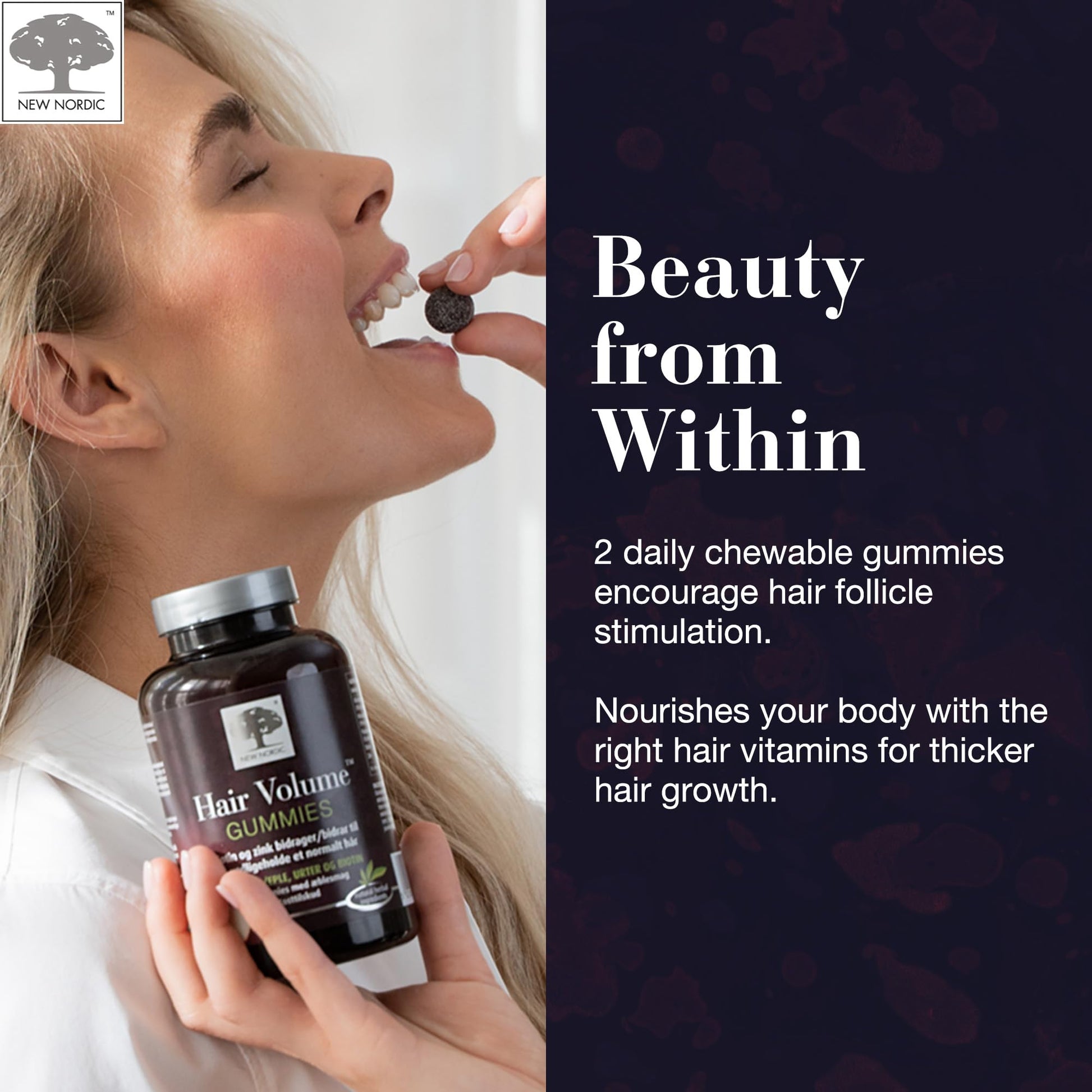 NEW NORDIC Hair Volume Gummies, 2500 mcg Biotin, Daily Hair Vitamins Supplement to Support Hair Skin & Nails, Vegan, 60 Count (Pack of 3) NEW NORDIC buy supplements canada