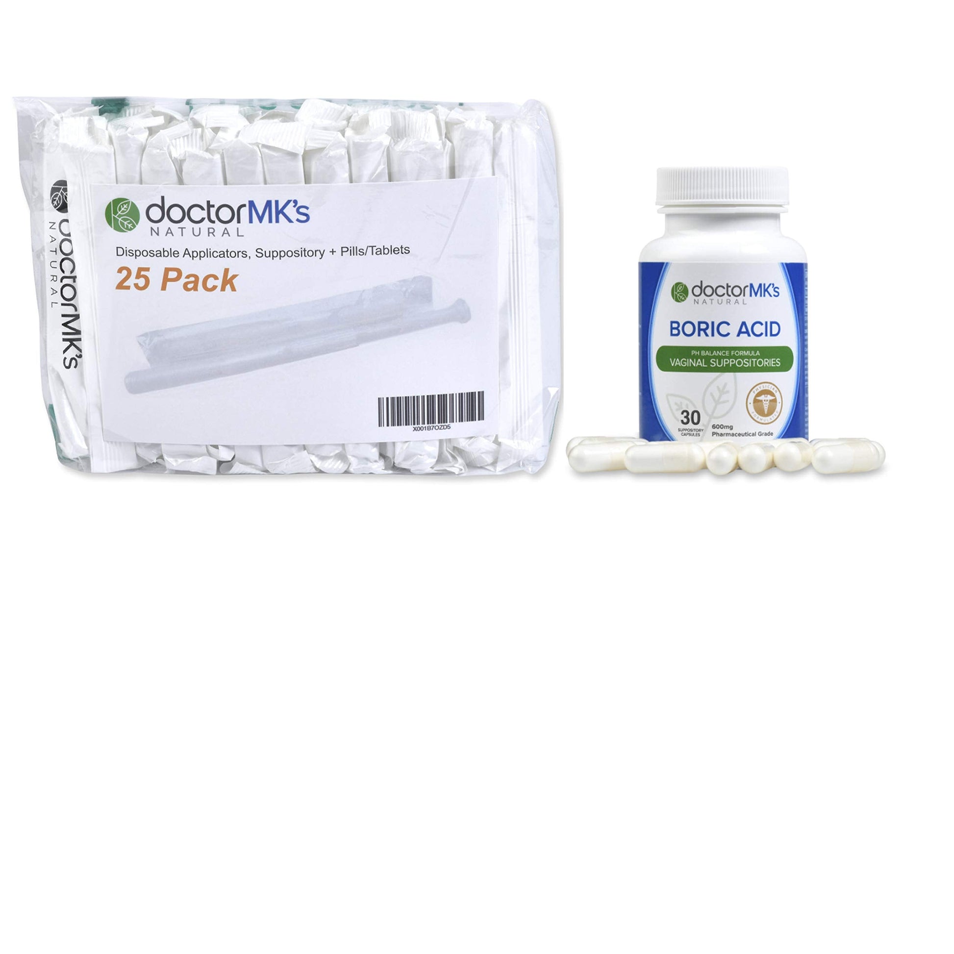 doctor MK's NATURAL Boric Acid Suppossitories (600mg) with Individually Wrapped Applicators doctor MK's NATURAL buy supplements canada