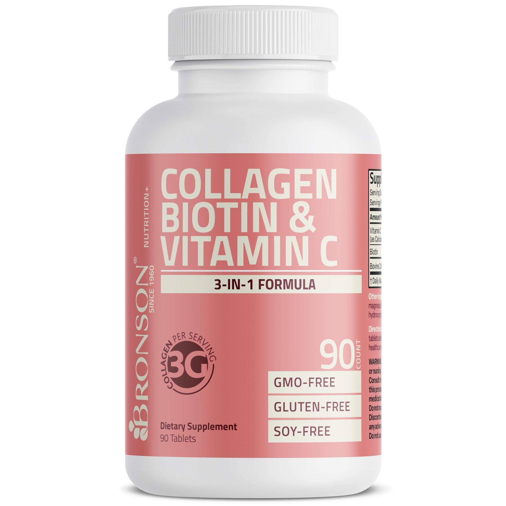 Bronson Collagen Peptides 3000mg (per Serving) with Biotin & Vitamin C - for Hair, Skin & Nails Support, Non-GMO, 90 Tablets Bronson buy supplements canada