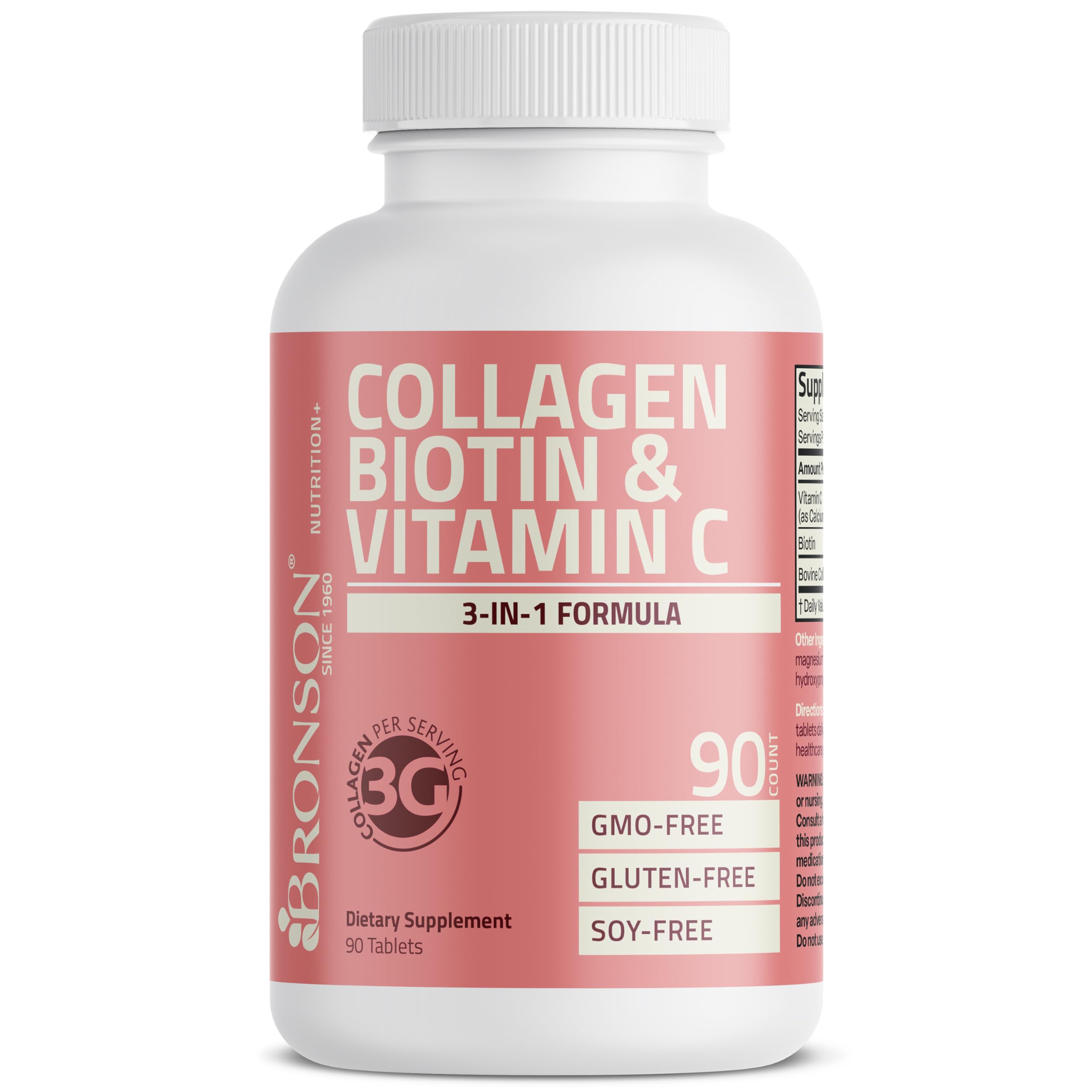 Bronson Collagen Peptides 3000mg (per Serving) with Biotin & Vitamin C - for Hair, Skin & Nails Support, Non-GMO, 90 Tablets Bronson buy supplements canada