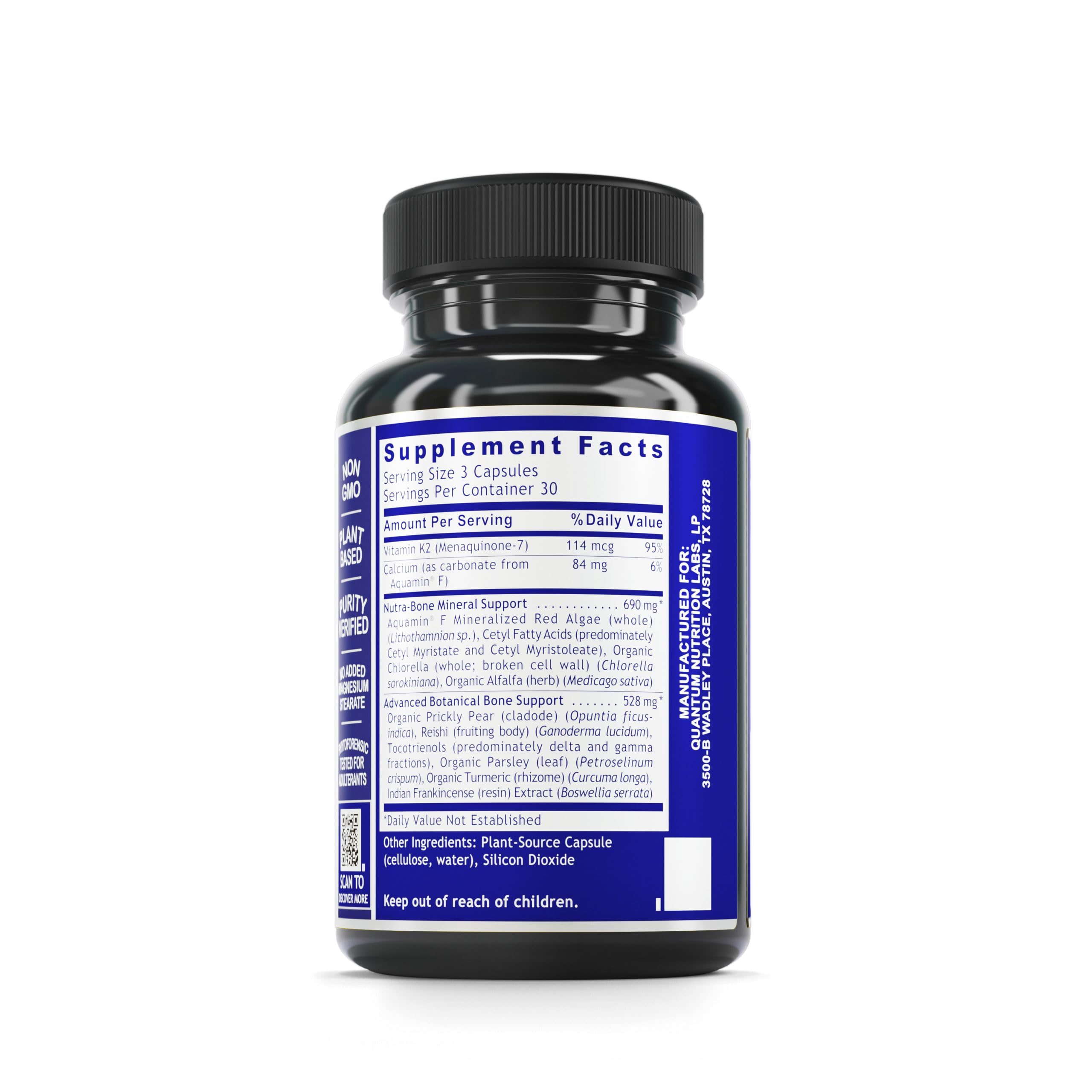 Quantum Nutrition Labs Quantum Bone Health - Bone Health Vitamins, Bone Strength Supplement for Women and Men, Organic Calcium Supplement with Fermented Vitamin K2, Bone Health Support - 90 Capsules Quantum Nutrition buy supplements canada