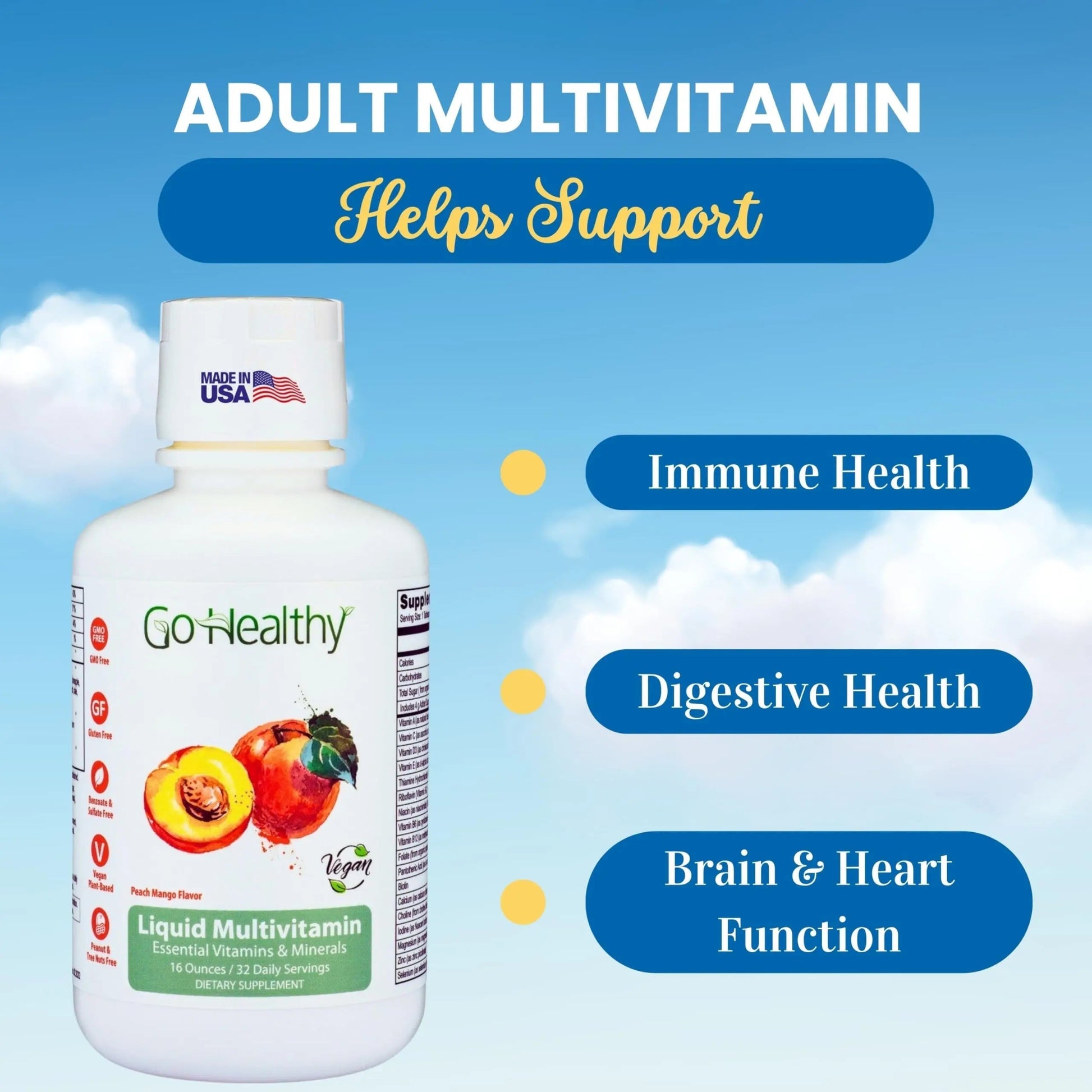 Go Healthy Liquid Vitamins for Women, Men, Teens | Vegan Vitamin & Mineral | High Absorption | Premium Liquid Multivitamin | Go Healthy Natural buy supplements canada