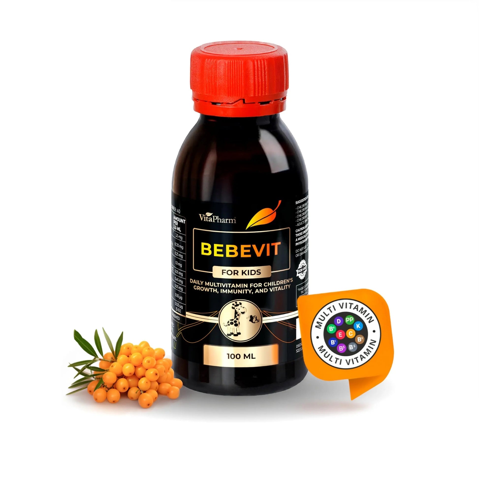BEBEVIT Liquid Multivitamin for Kids – Sugar-Free & Non-GMO Formula with Vitamins A, C, D3, E, K2 & B-Complex – Daily Support for Growth, Immunity VitaPharm buy supplements canada