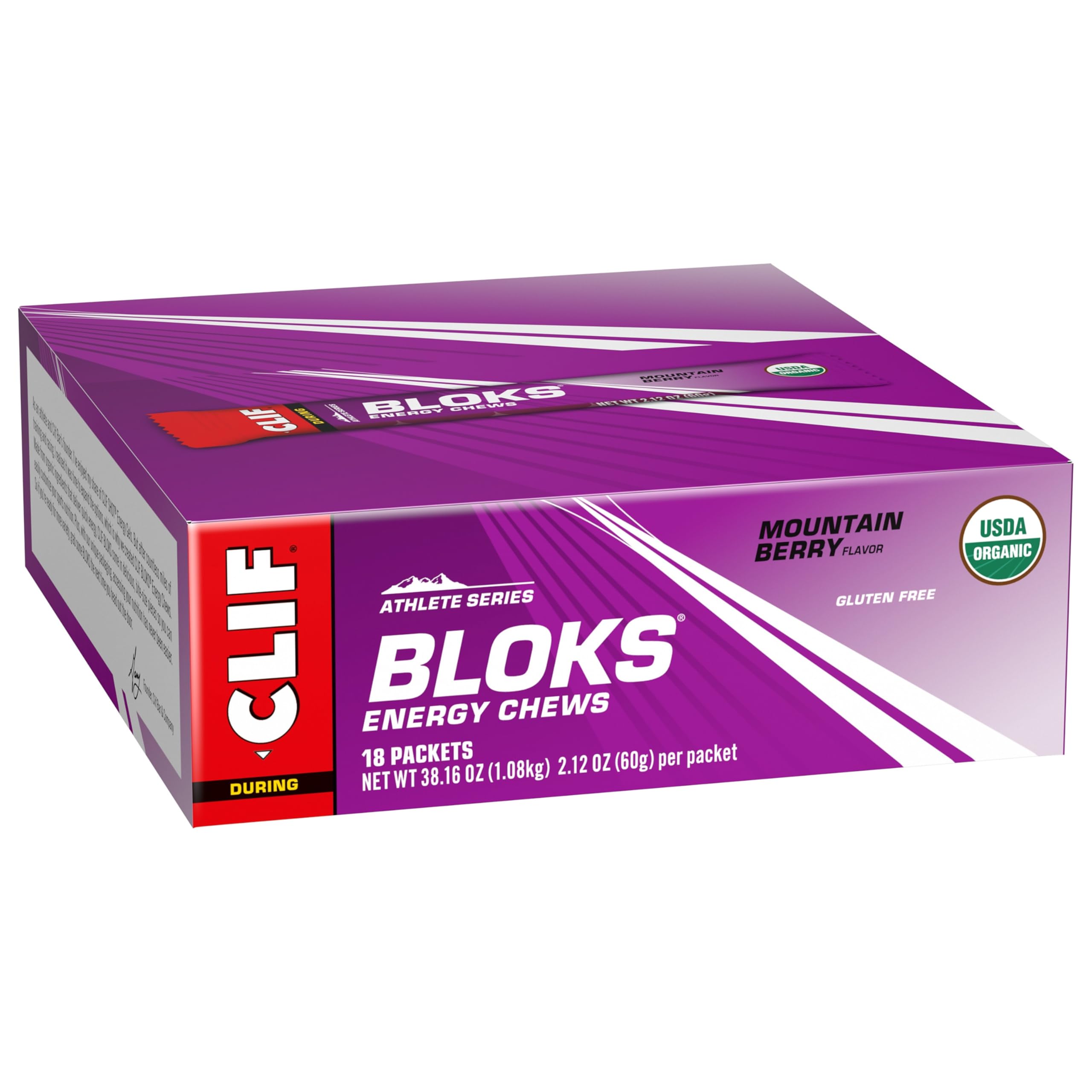 CLIF BLOKS - Mountain Berry Flavor - Energy Chews - Non-GMO - Plant Based - Fast Fuel for Cycling and Running - Quick Carbohydrates and Electrolytes - 2.12 oz. (18 Count) CLIF Bar buy supplements canada
