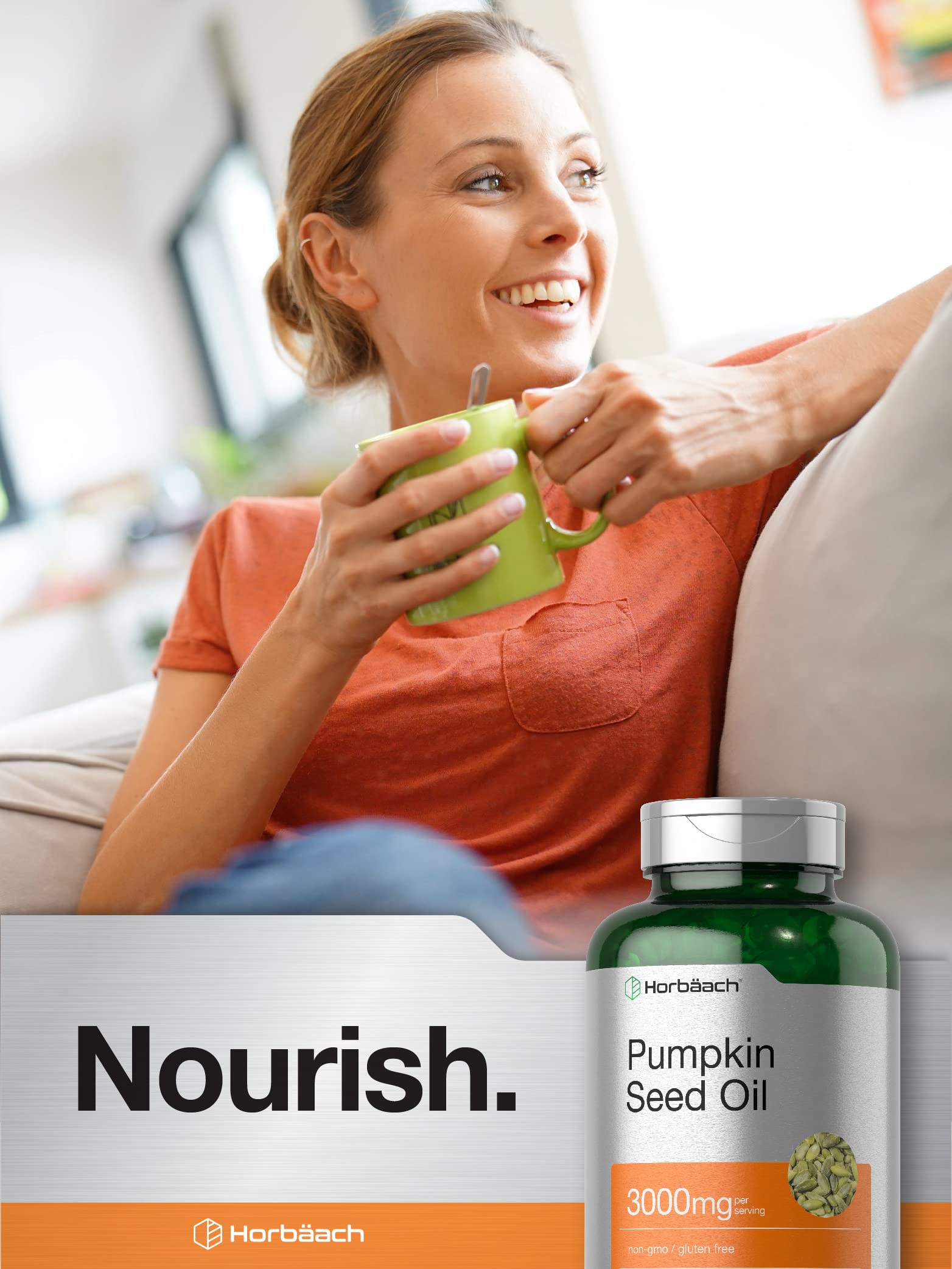 Horbäach Pumpkin Seed Oil | 3000mg | 120 Softgel Capsules | Cold Pressed Dietary Supplement | Non-GMO and Gluten Free Formula Horbäach buy supplements canada