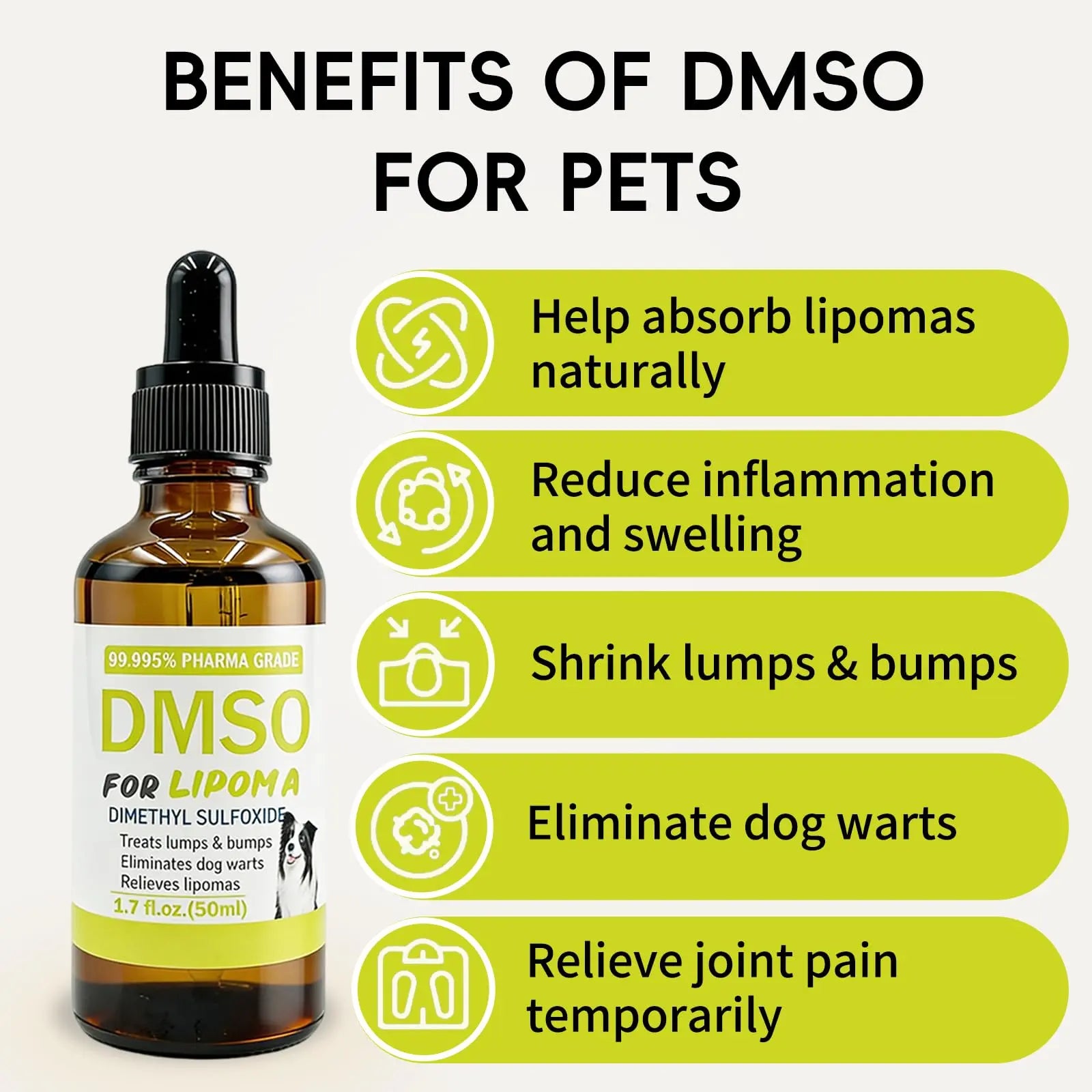 Topical 99.995% DMSO for Dogs Lipoma, Lipoma Treatment for Dogs, Reduce Fatty Lumps and Bumps Inflammation, Swelling, Dog Pain Relief, DMSO in Glass Bottle with Precision Dropper, 1.7 oz Jdicklary buy supplements canada