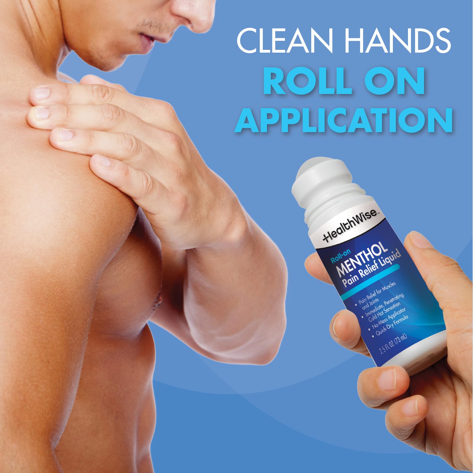 HealthWise 16% Menthol Roll-On | Cold Hot Sensation | Pain Relief Liquid | 2.5 oz. 73 mL | Non-Greasy Formula | Immediate Penetrating Action | Topical Analgesic HealthWise buy supplements canada