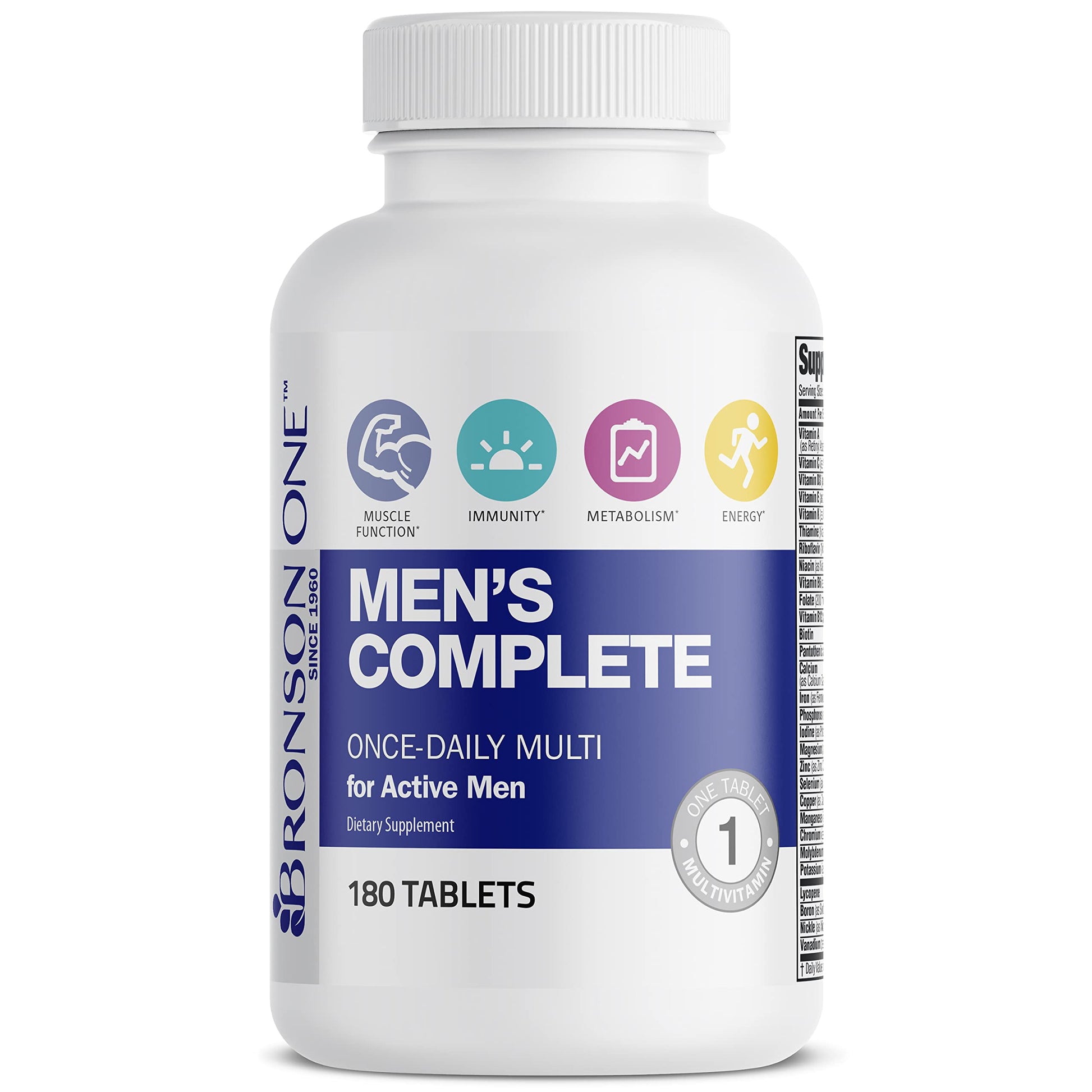 Bronson ONE Daily Men’s Complete Multivitamin Multimineral Once-Daily Multi for Active Men, 180 Tablets Bronson buy supplements canada