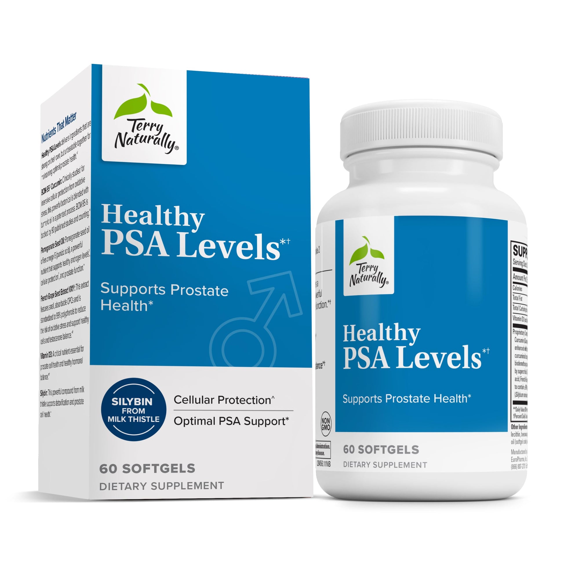 Terry Naturally Healthy PSA Levels - Dietary Supplement for Healthy Prostate & Hormone Balance Support - Herbal Supplement with Curcumin, Turmeric Essential Oil & Grape Seed Extract - 60 Softgels Terry Naturally buy supplements canada