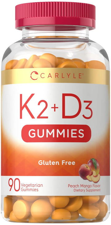 Carlyle Vitamin D3 K2 Gummies | 90 Count | 5,000 IU of D3 + 100 mcg MK7 | Peach Mango Flavor Carlyle buy supplements canada
