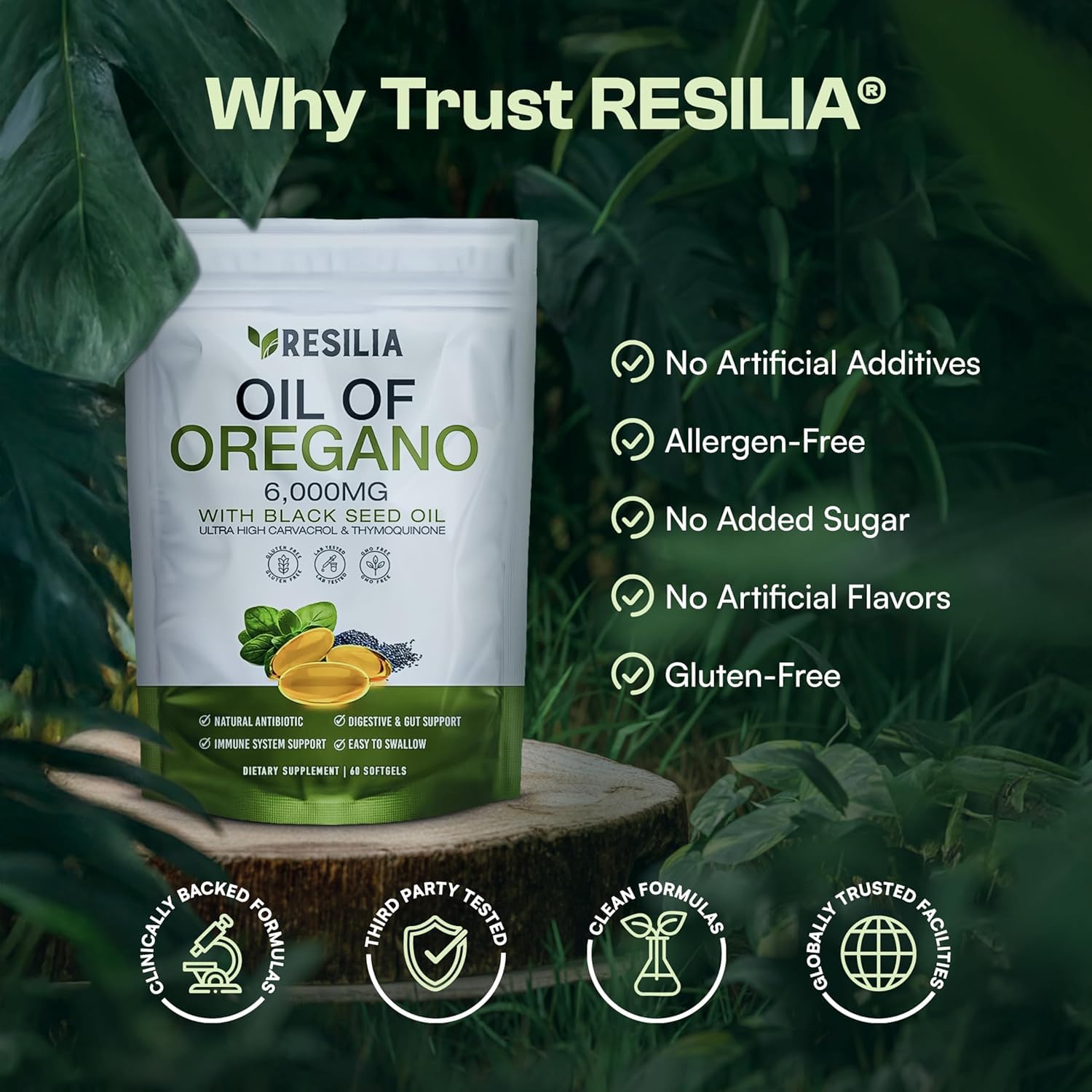 Resilia Softgels with Black Seed Oil 6000mg – Organic Oregano Oil Capsules for Immune & Digestive Support – Non-GMO, Gluten-Free Softgels Resilia Oil Of Oregano buy supplements canada