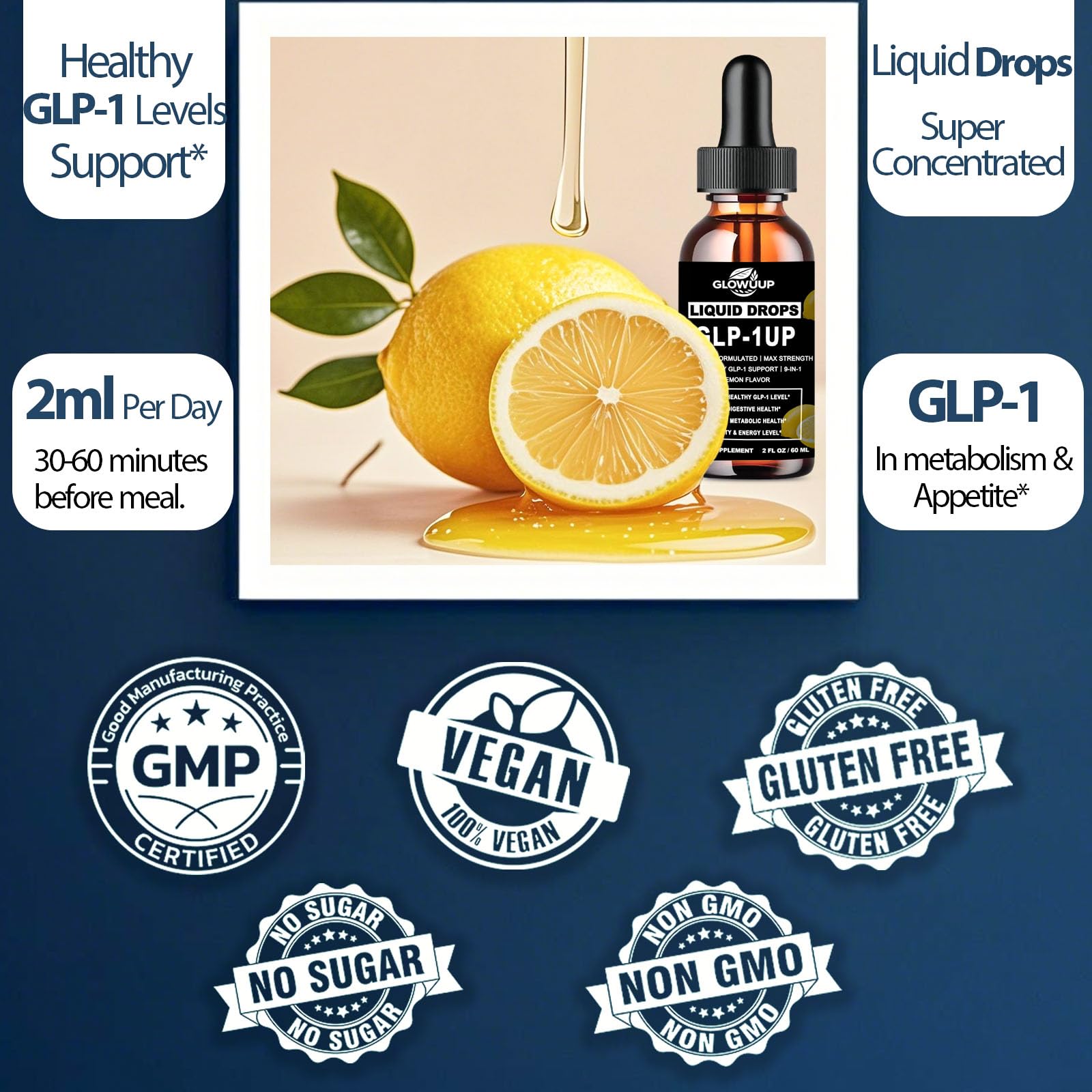 GLP-1 Supplement for Women & Men, 9-in-1 Naturally GLP-1 Support w. Berberine HCI Cyelon Cinnamon Green Tea Eriocitrin, GLP1 for Gut Digestion Metabolic, GLP-1 Drops 6X Stronger Than Capsules GLOVVUUP buy supplements canada