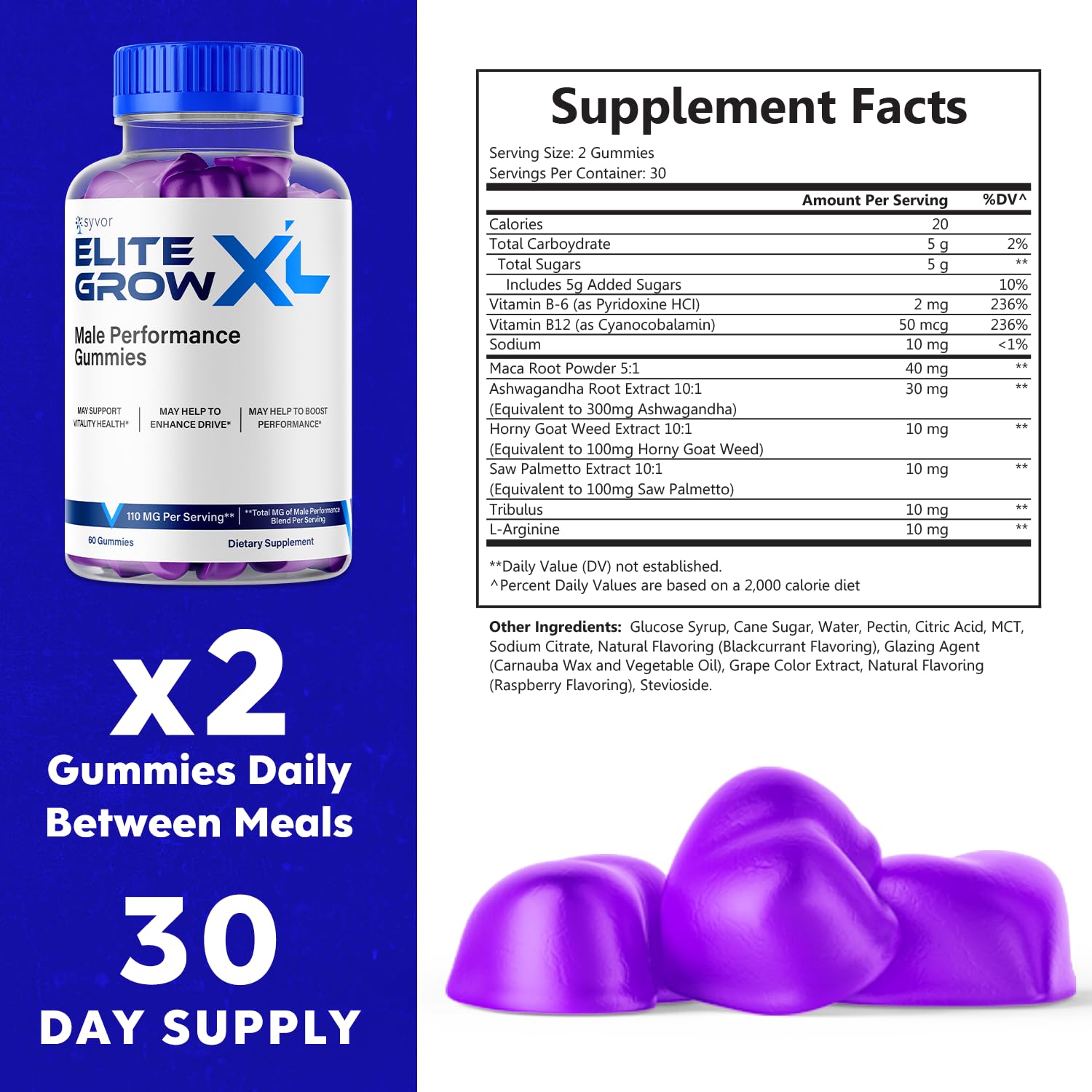 Elite Grow XL Gummies, Elite GrowXL Maximum Strength Gummy Supplement, Elite Grow X L All Natural Advanced Formula Gummys Chewable Vitamin EliteGrow Delicious Premium Once Daily Gummes (60 Gummies) Syvor buy supplements canada