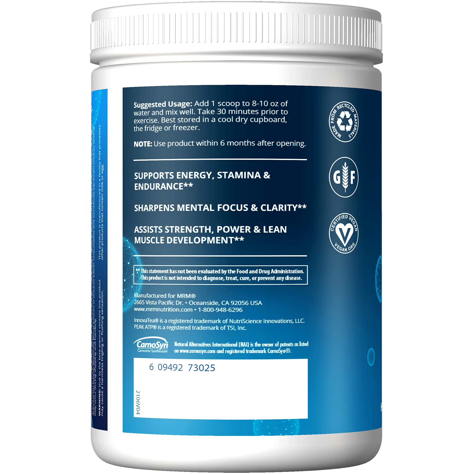 MRM Nutrition Driven Pre-Workout Powder | Strawberry Kiwi Flavored | 125mg Caffeine MRM buy supplements canada