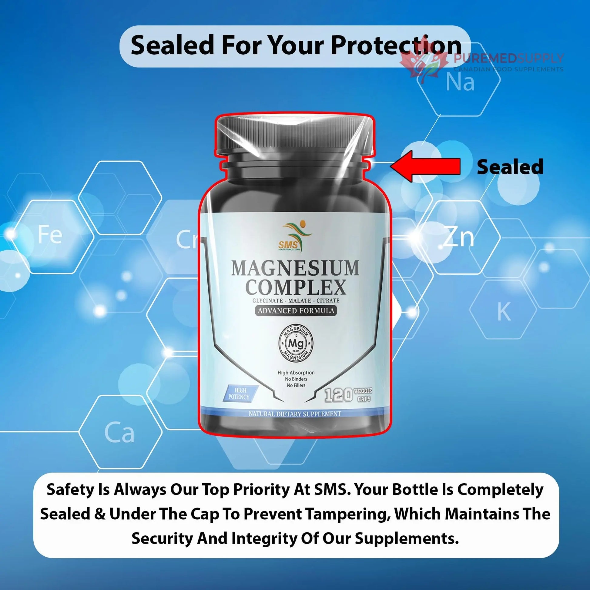 SMSHEALTHPRODUCTS.com Magnesium Complex | 470mg of Magnesium Glycinate, Malate, & Citrate for Muscles, Nerves, & Energy | High Absorption | Vegan, Non-GMO | 120 Capsules SMSHEALTHPRODUCTS.com buy supplements canada
