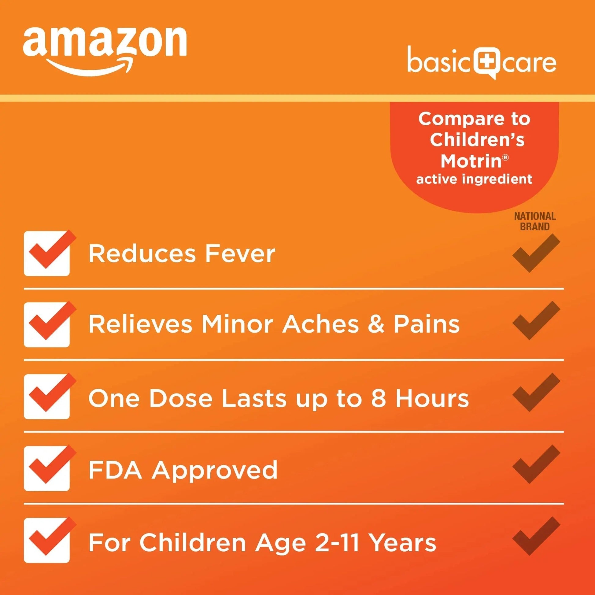 Amazon Basic Care Children's Ibuprofen Chewable Tablets 100 mg, Orange Flavor, Dye Free, Pain Reliever and Fever Reducer (NSAID), For Ages 2-11, 24 Count Amazon Basic Care buy supplements canada