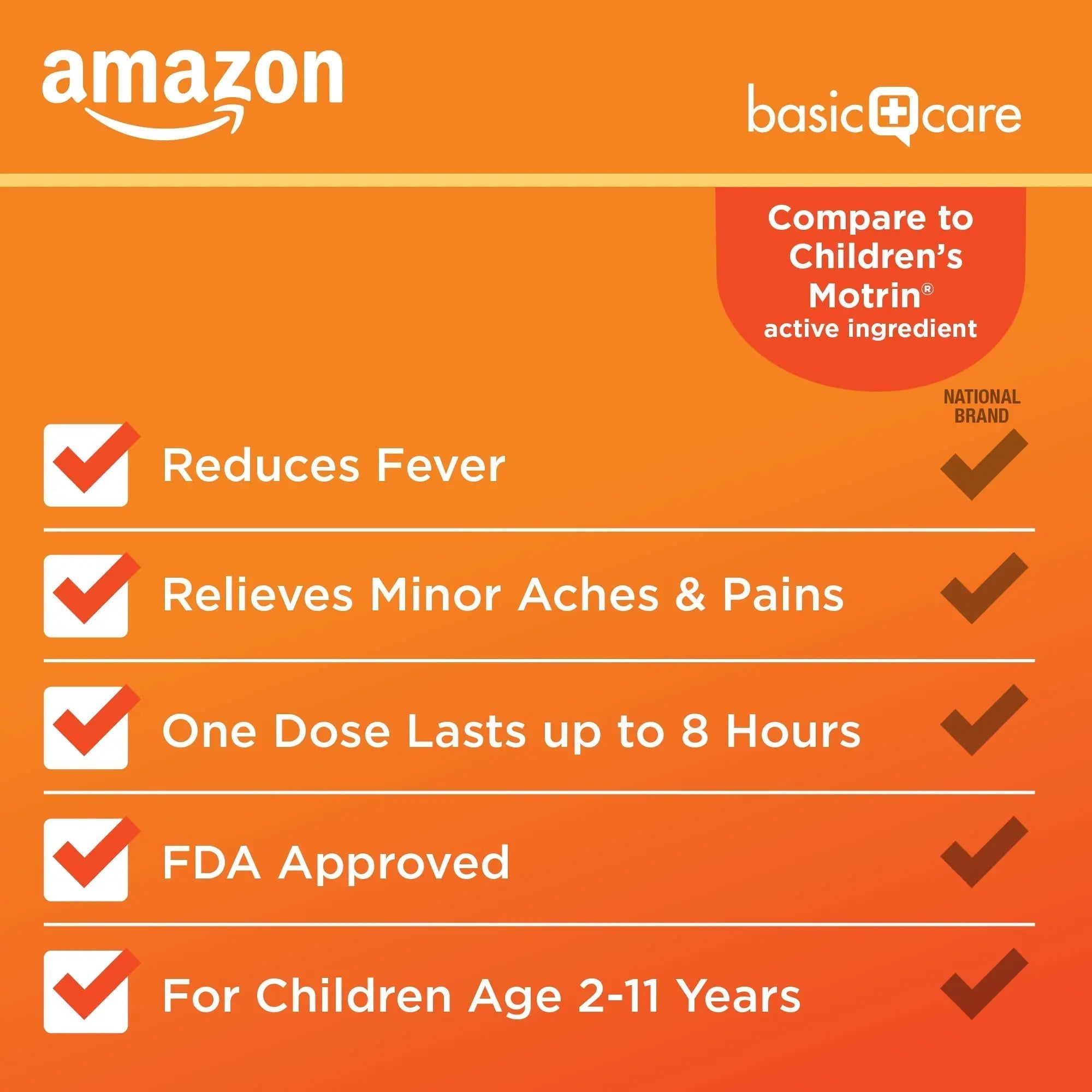 Amazon Basic Care Children's Ibuprofen Chewable Tablets 100 mg, Orange Flavor, Dye Free, Pain Reliever and Fever Reducer (NSAID), For Ages 2-11, 24 Count Amazon Basic Care buy supplements canada